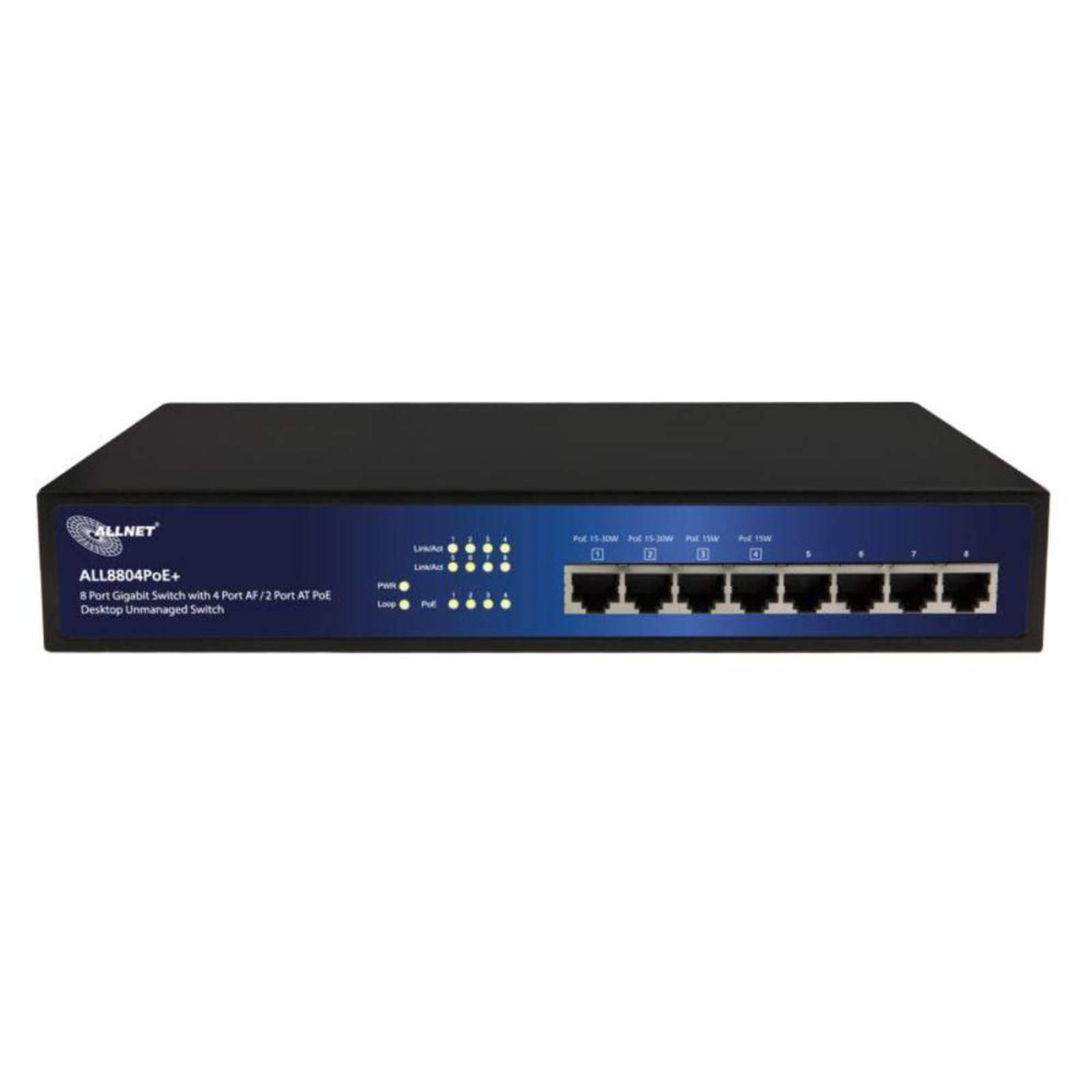 ALLNET ALL8804POE+ Unmanaged L2 Gigabit Ethernet 10-100-1000 PoE Rack-E