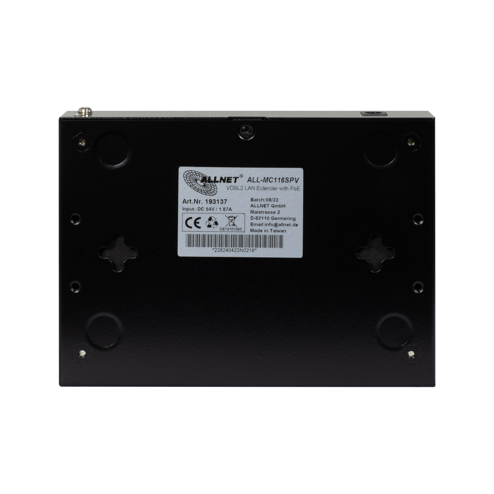 ALLNET Point-to-point Modem VDSL2 Vectoring Via 2-wire with PoE Unmanaged ALL-MC116SPV-VDSL2