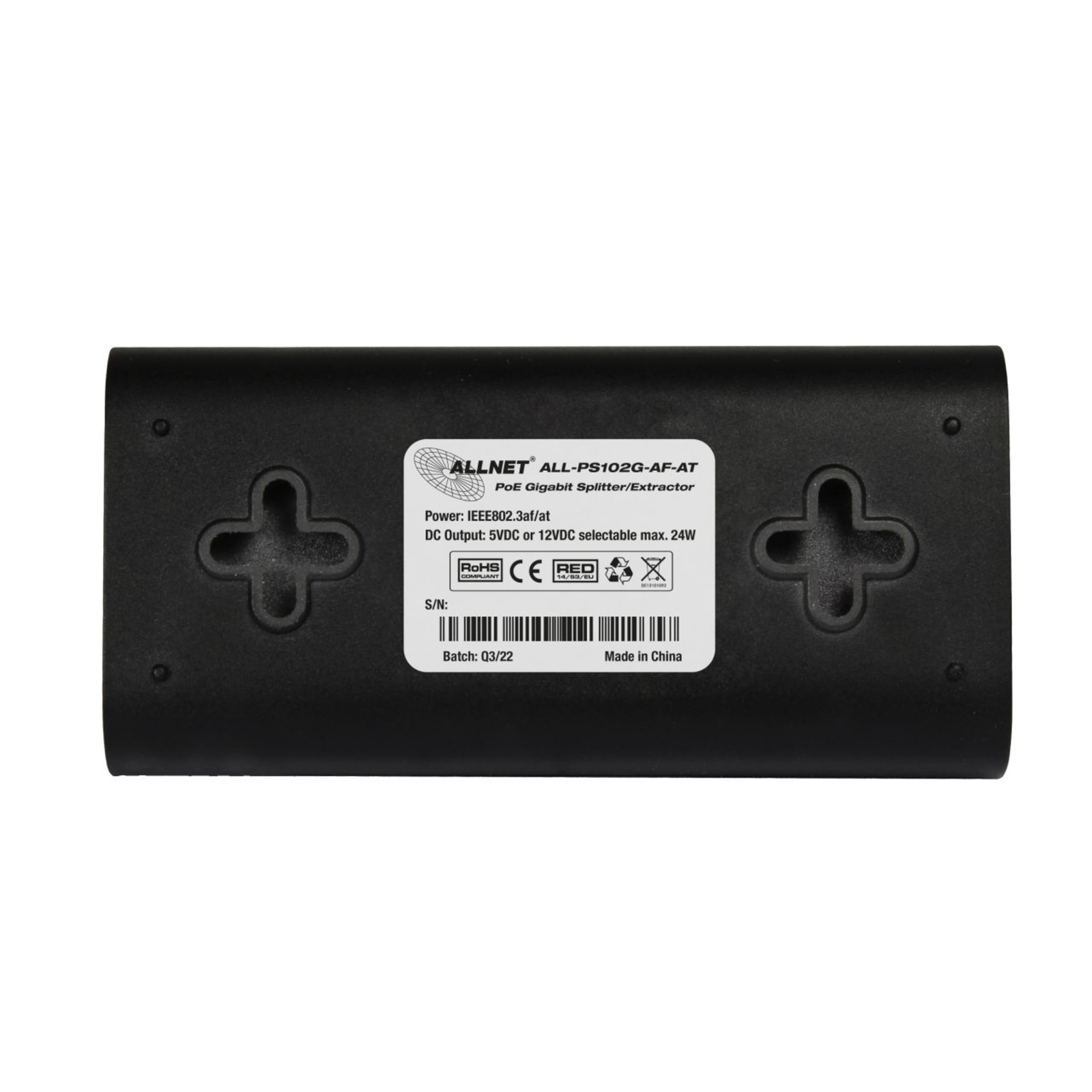ALLNET PoE Splitter Mini/extractor Gigabit 24W 5V/12V Switchable ALL-PS102G-AF-AT