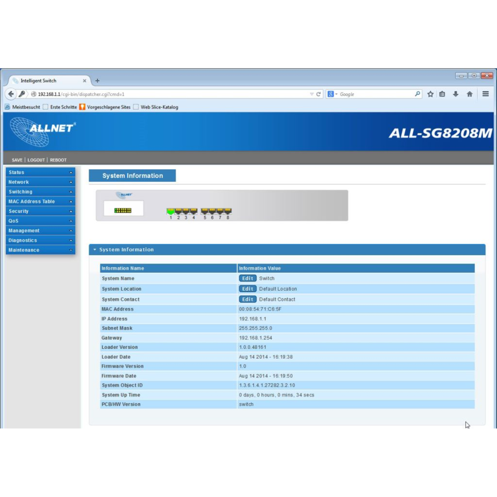 ALLNET ALL-SG8208M Switch Managed 8 X 10/100/1000