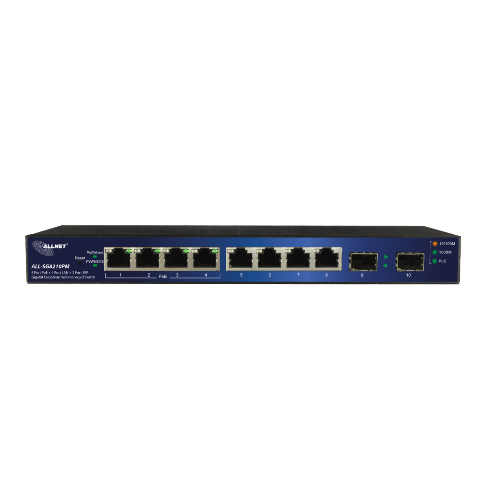 ALLNET ALL-SG8210PM Managed L2+ Gigabit Ethernet 10-100-1000 PoE Wandmo