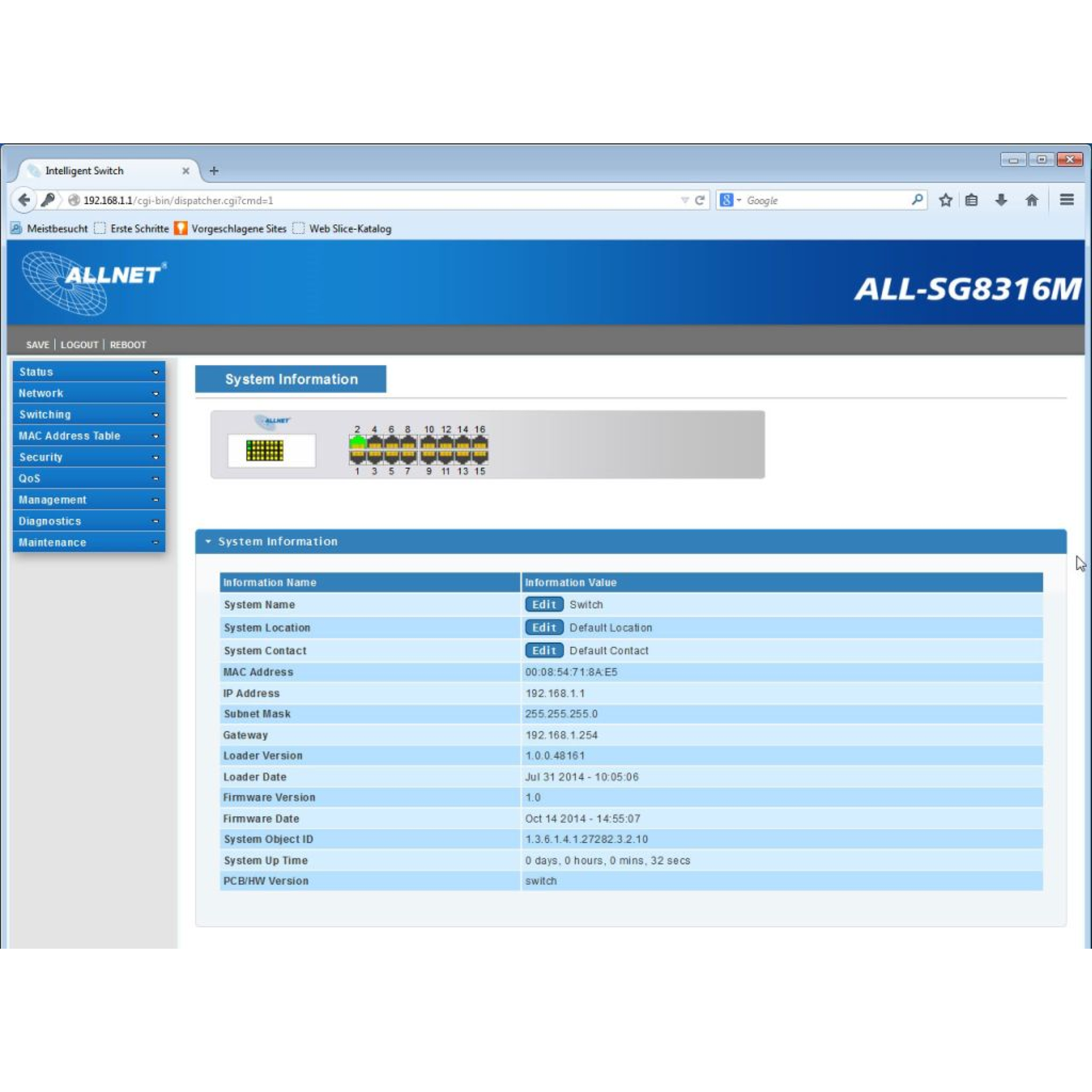 ALLNET ALL-SG8316M Switch Managed 16 X 10/100/1000