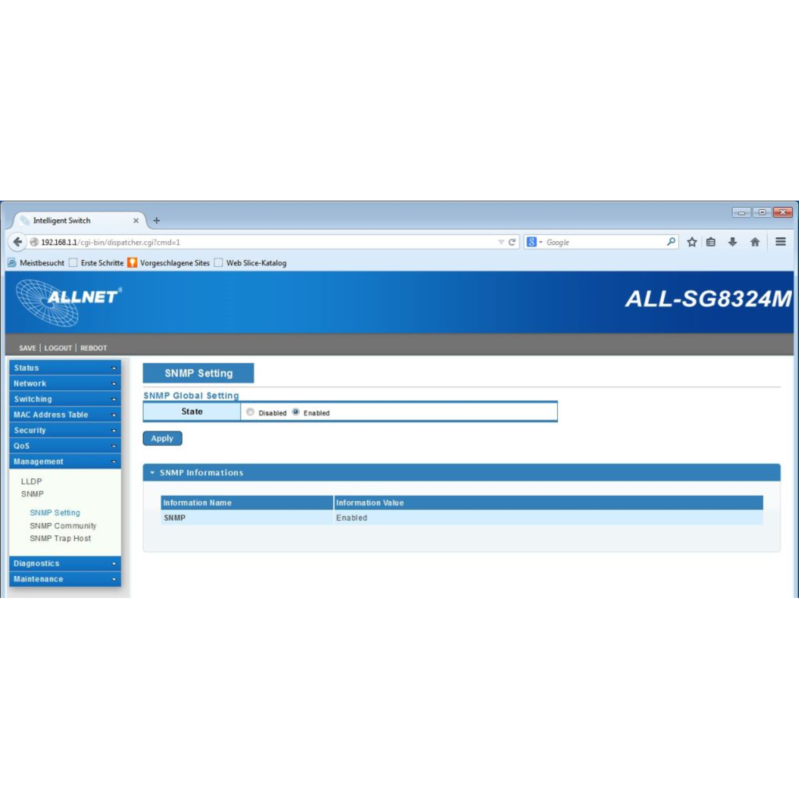 ALLNET Switch 24 Port 10/100/1000TX ALL-SG8324M