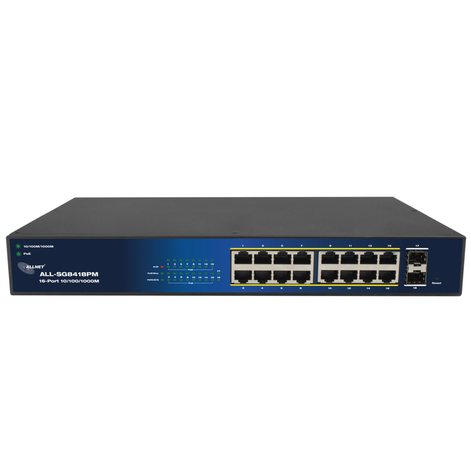 ALLNET Switch Smart Managed Layer2 18 Port Gigabit 18x GbE PoE Budget 240W 16x at Switch 36g