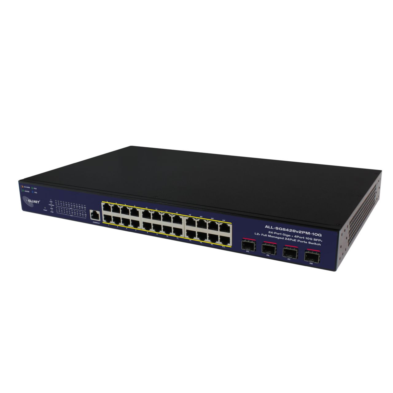 ALLNET Switch Smart Managed Layer2 28 Port 24x 1 GbE PoE Budget 400W 4x SFP+ 19