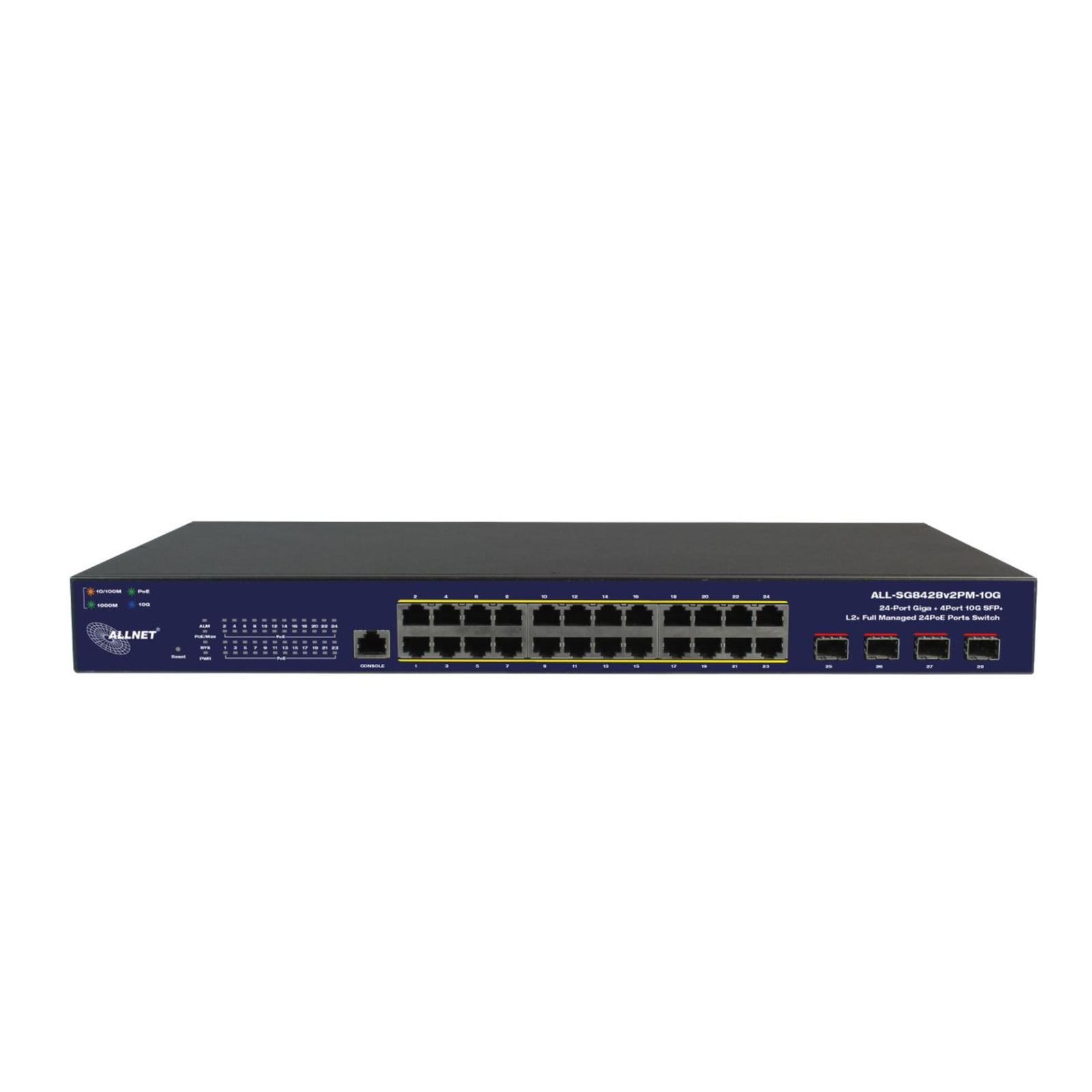 ALLNET Switch Smart Managed Layer2 28 Port 24x 1 GbE PoE Budget 400W 4x SFP+ 19