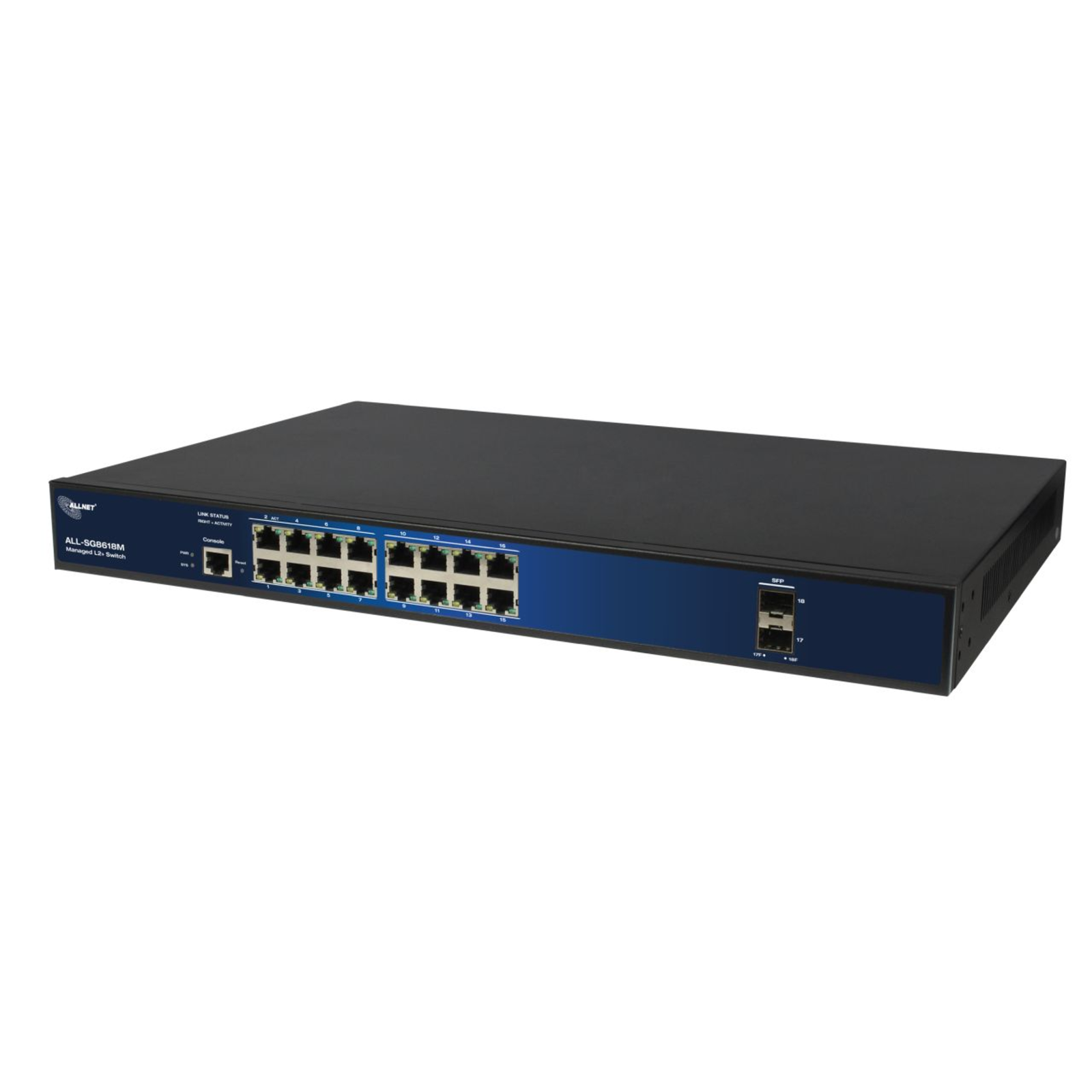 ALLNET Switch Full Managed 16 Port Gigabit 16x LAN 2x SFP Fanless 19