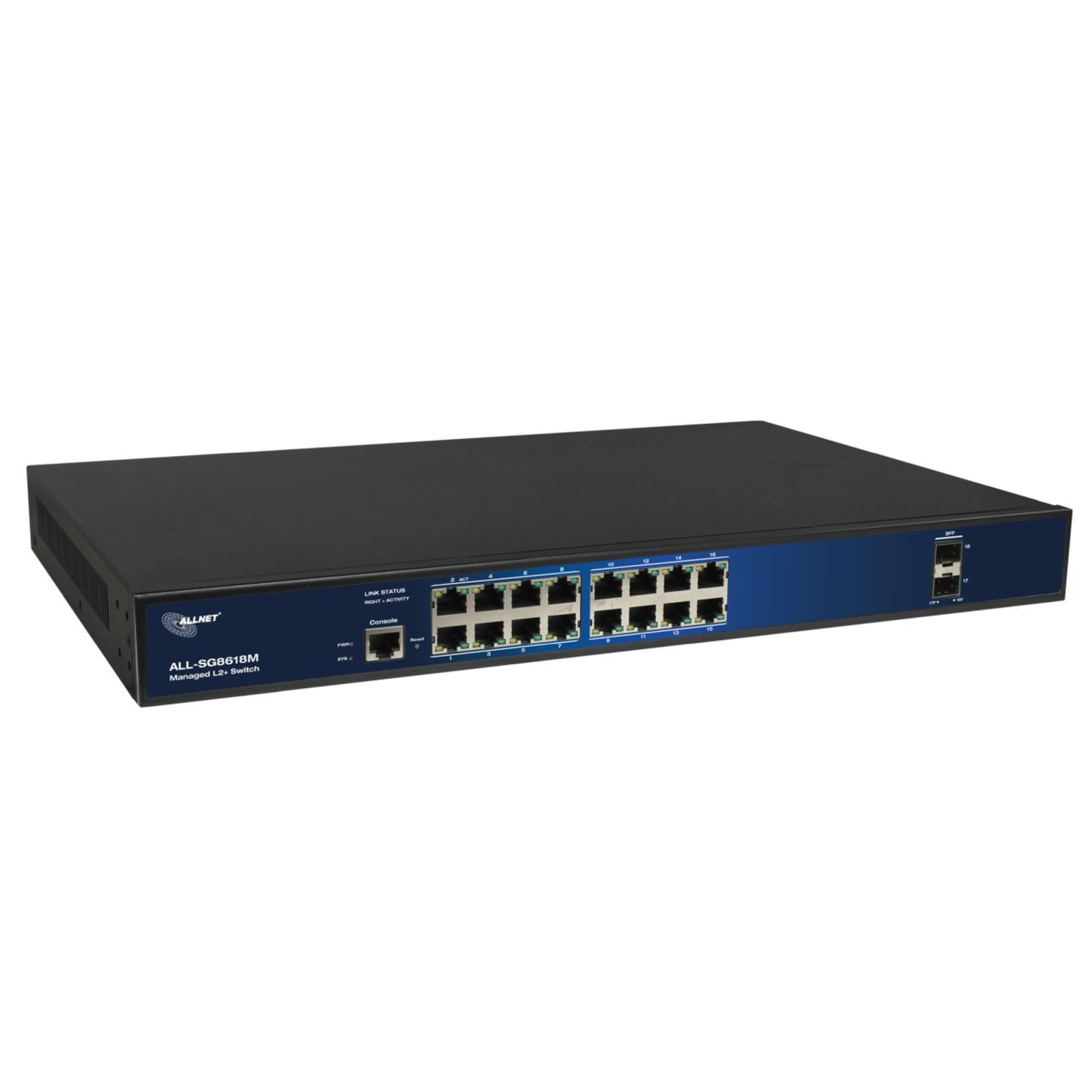 ALLNET Switch Full Managed 16 Port Gigabit 16x LAN 2x SFP Fanless 19