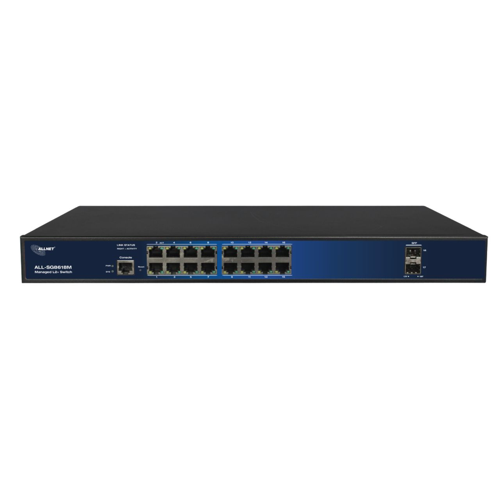 ALLNET Switch Full Managed 16 Port Gigabit 16x LAN 2x SFP Fanless 19