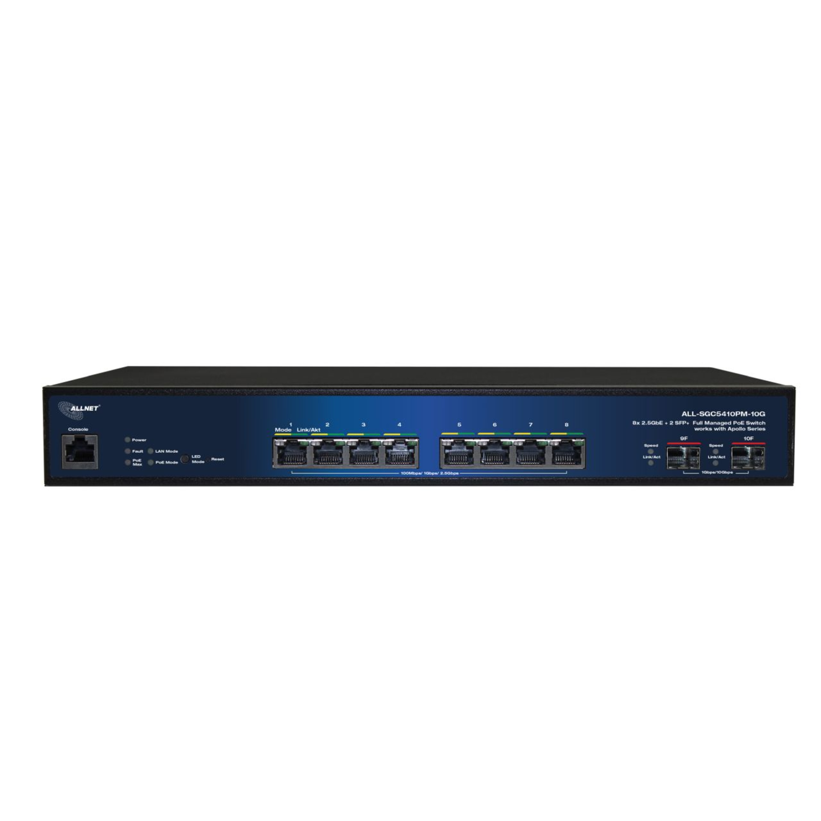 ALLNET Apollo Full Managed Layer2+ 10Port 8x 2.5GB PoE 240W 8x PoE at 2x SFP+ALL-SGC5410PM-10G
