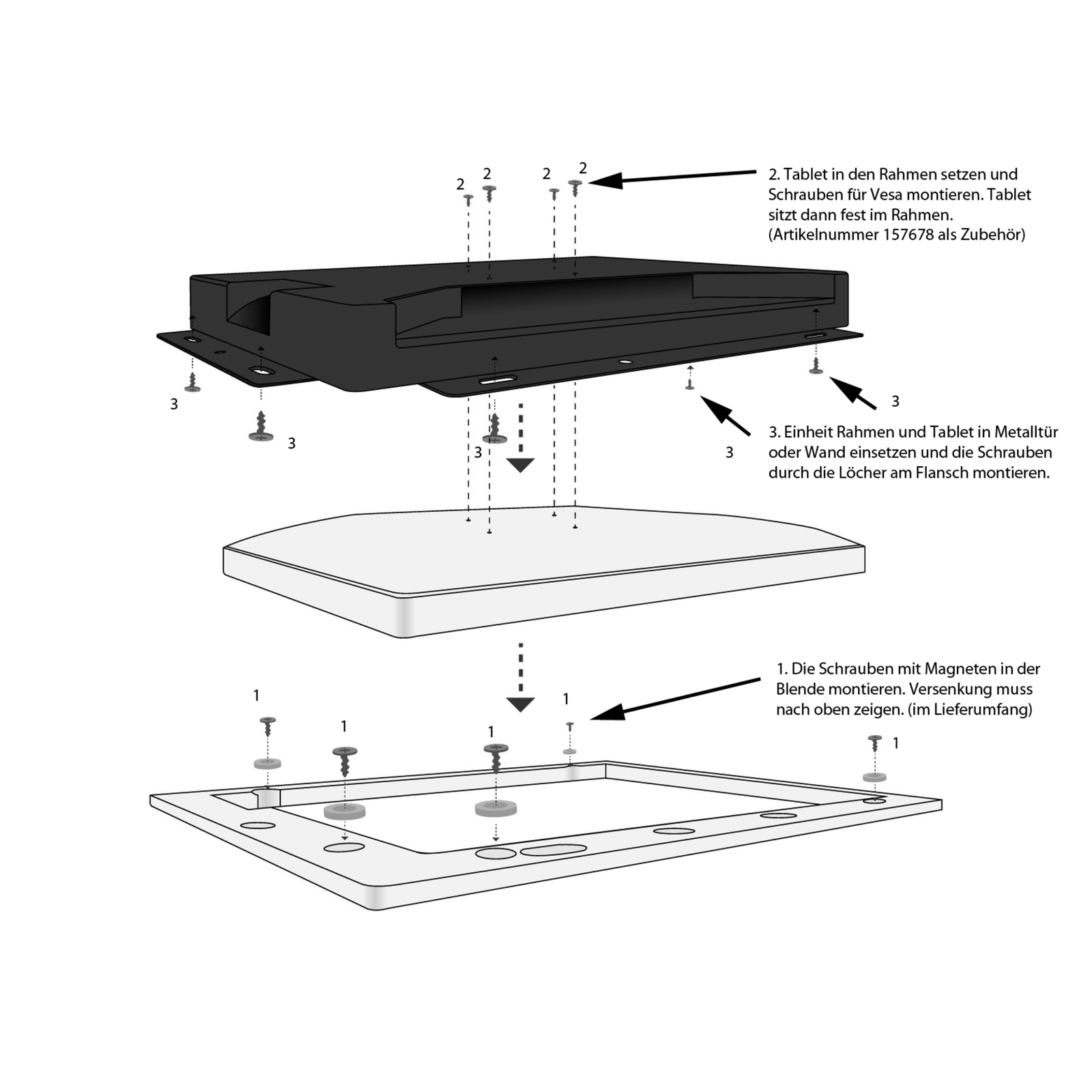 ALLNET Touch Display Tablet 12 Inch for Use with White Narrow Mounting Frame