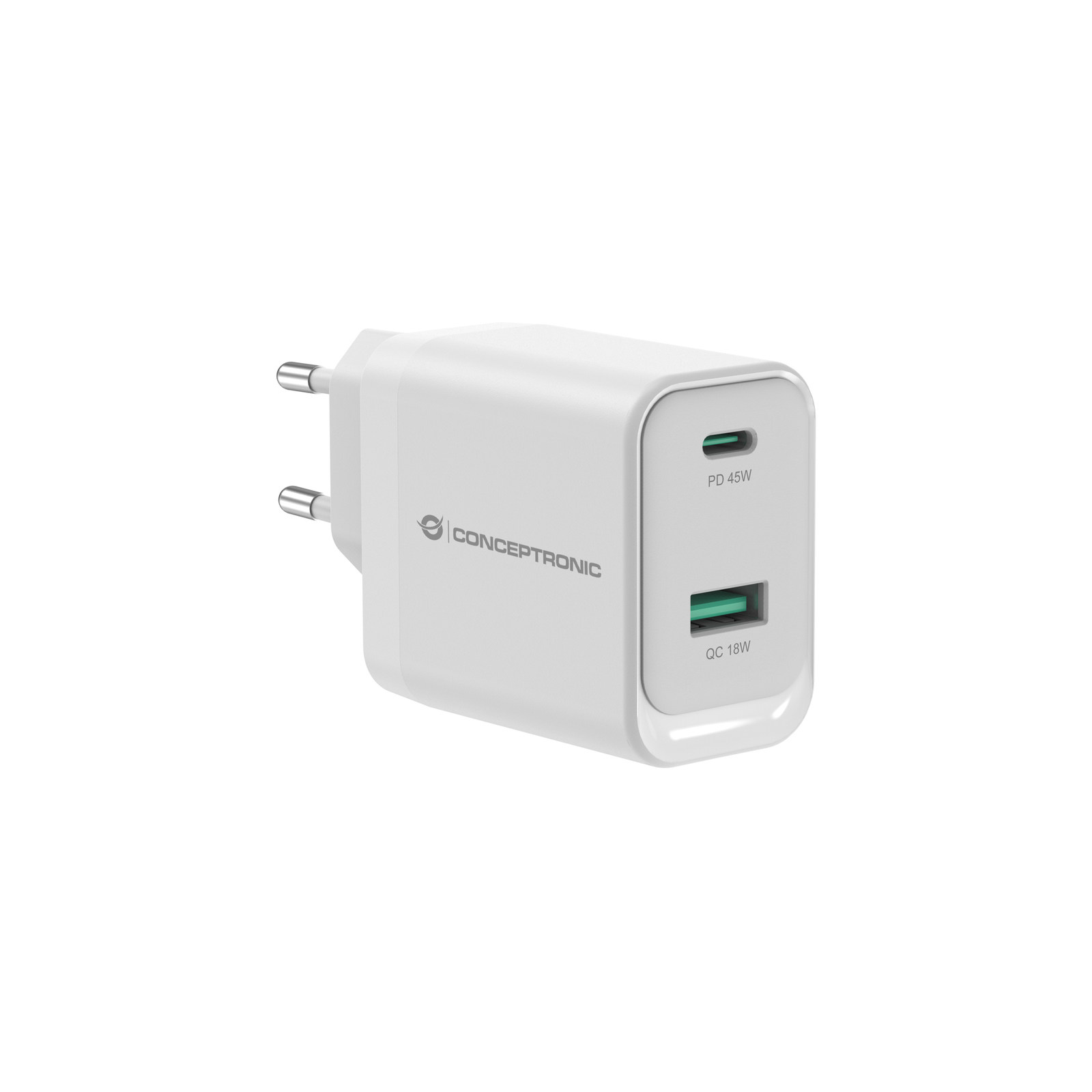 Conceptronic Charger 2-port 45W 1xUSB-C 1xUSB-A White