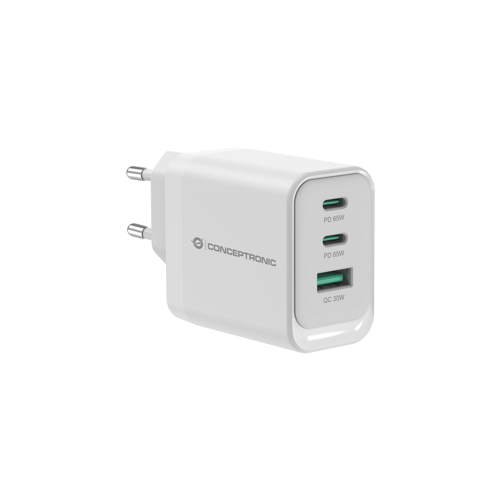 Conceptronic Charger 3-port 65W 2xUSB-C 1xUSB-A White
