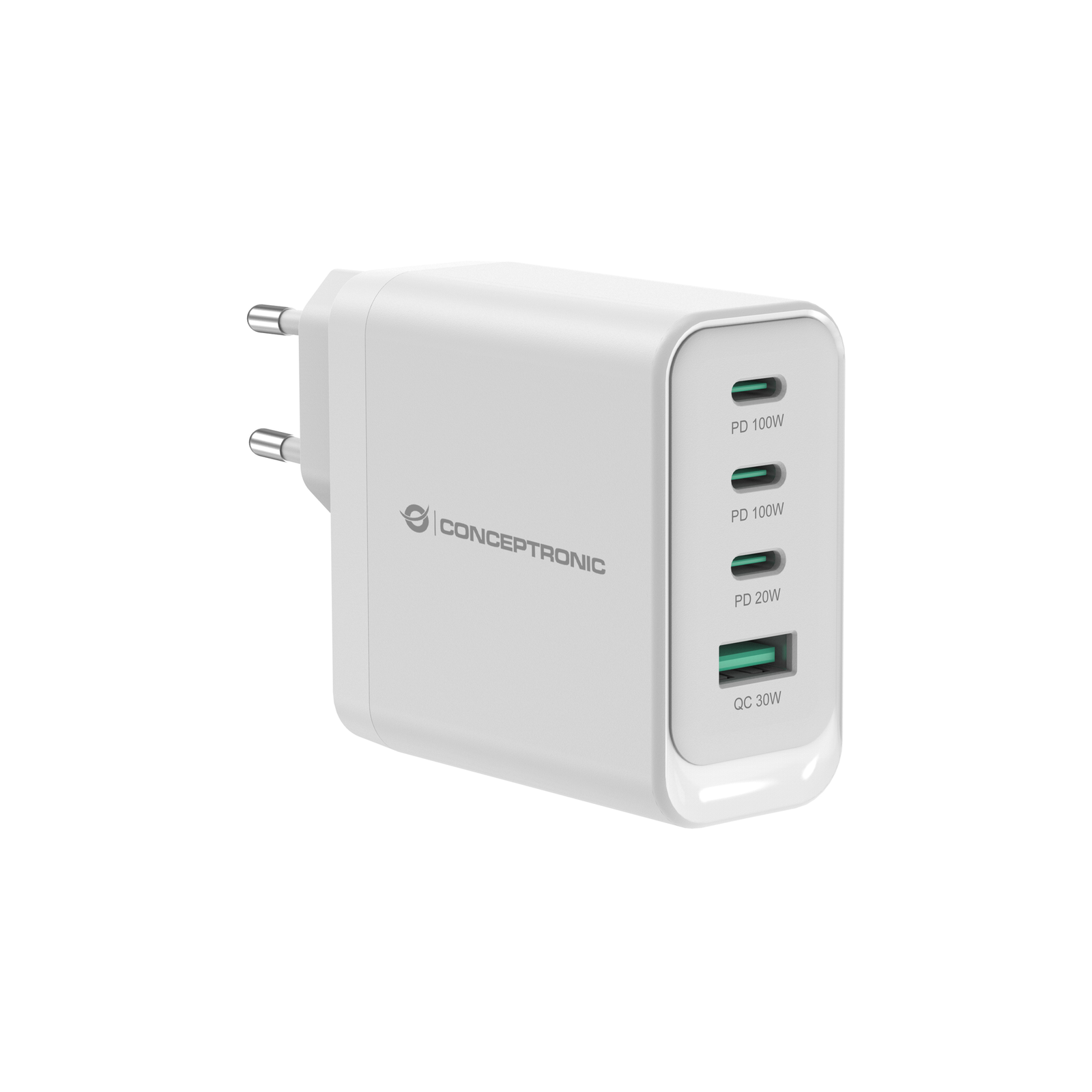 Conceptronic 4-port 100W Charger 3xUSB-C 1xUSB-A White