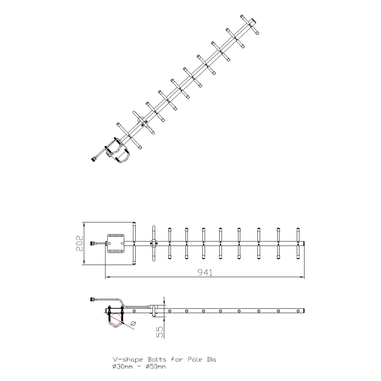 ALLNET Antenna 868MHz 12.5dbi N-Female Yagi ANT-868-12.5dbi-Yagi LoRA HELIUM Yagi