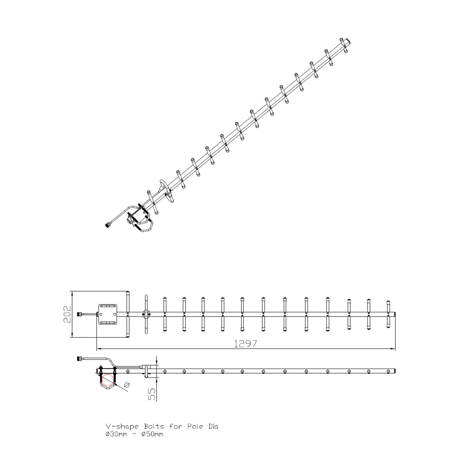 ALLNET Antenna 868MHz 14dbi N-Female Yagi ANT-868-14dbi-Yagi LoRA HELIUM Yagi