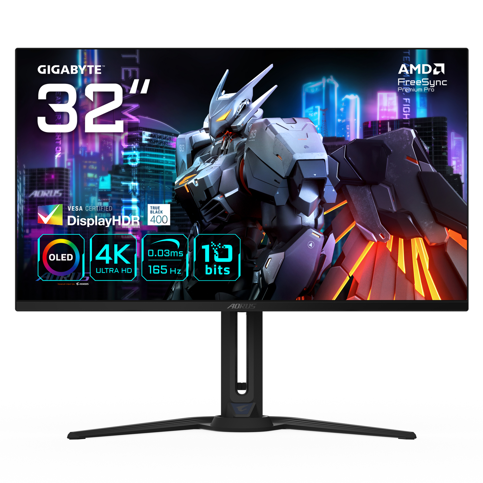 GIGABYTE AORUS FO32U 81.28cm 32-inch OLED 3840x2160 165Hz HDR400 HDMI 2.1 X2 DisplayPort 1.4 X1