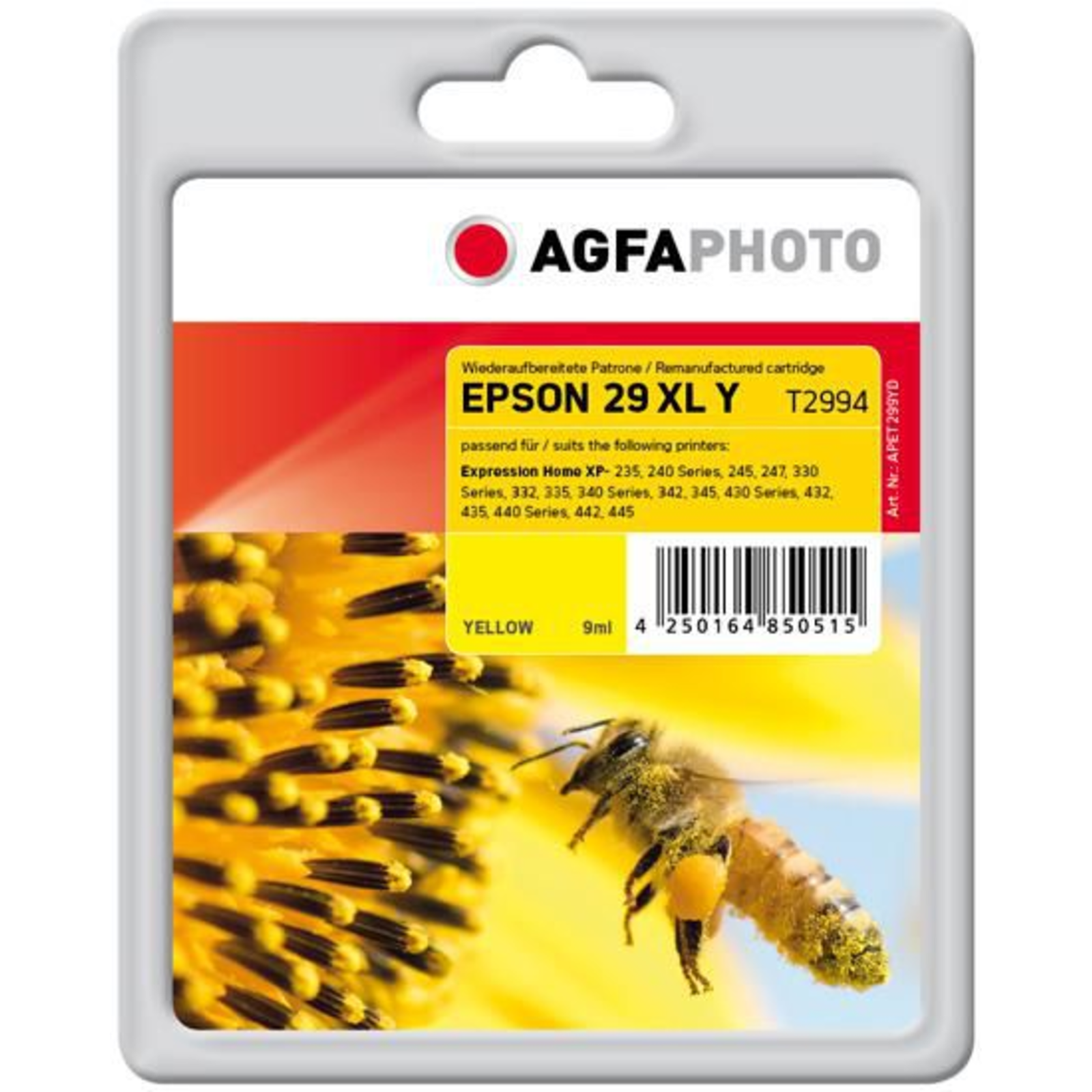 AgfaPhoto Yellow Compatible Remanufactured Ink Cartridge Alternative to Epson 29XL T2994