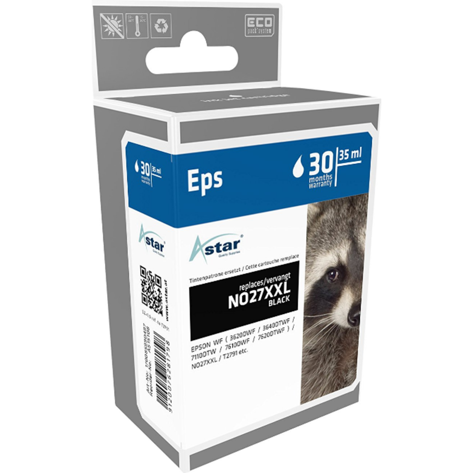 ASTAR 35 Ml Black Compatible Ink Cartridge (alternative to Epson 27XXL Epson T2791)