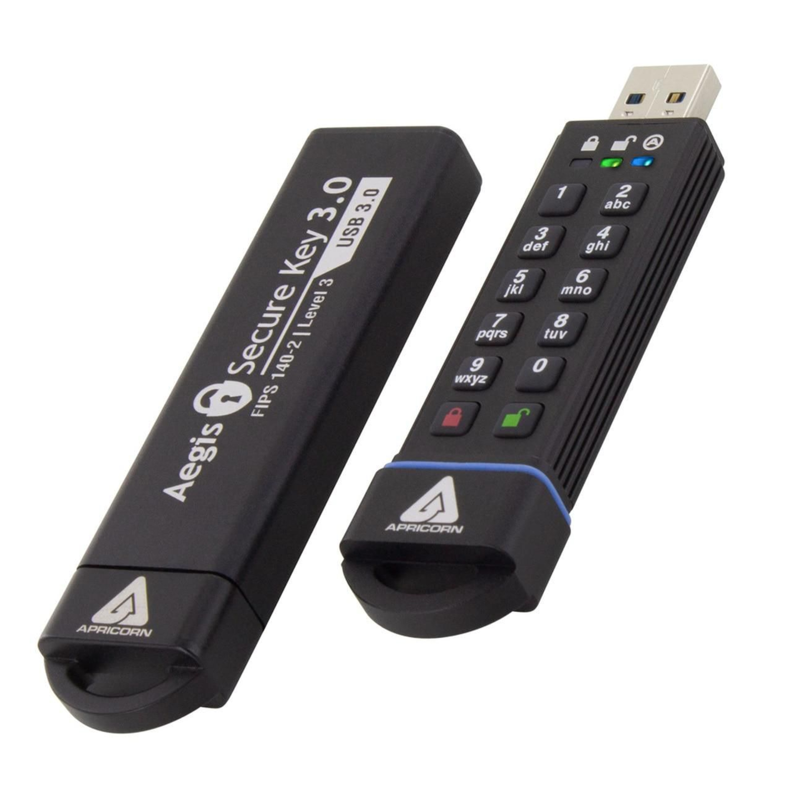 Apricorn ASK3 16 GB USB Type-A 3.2 Gen 2 3.1 Gen 2 195 MB-s Cap Black