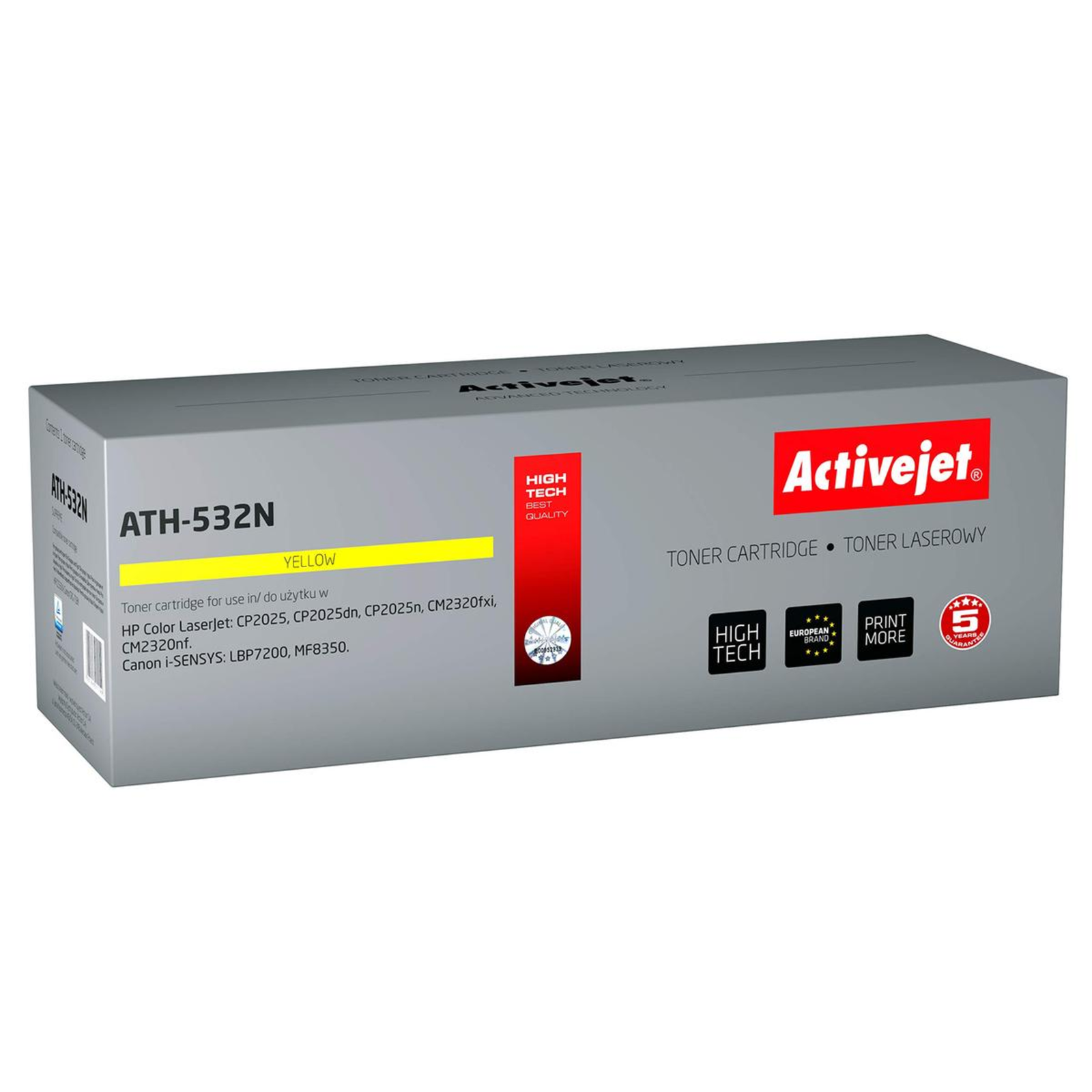 Activejet ATH-532N Toner Replacement HP 304A CC532A Canon CRG-718Y Supreme 3200 Pages