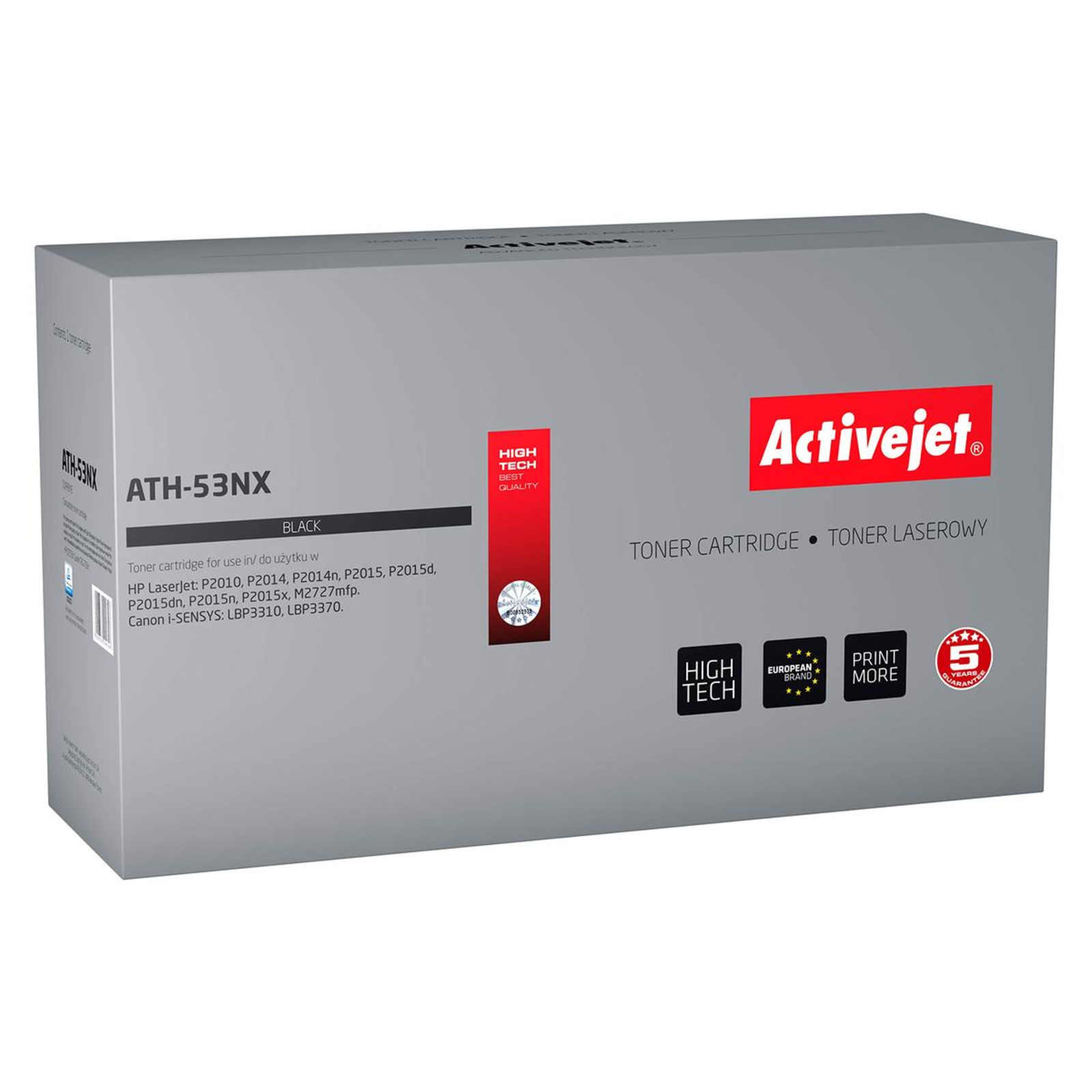 Activejet ATH-53NX Toner Replacement HP 53X Q7553X Canon CRG-715H Supreme 7900 Pages Black