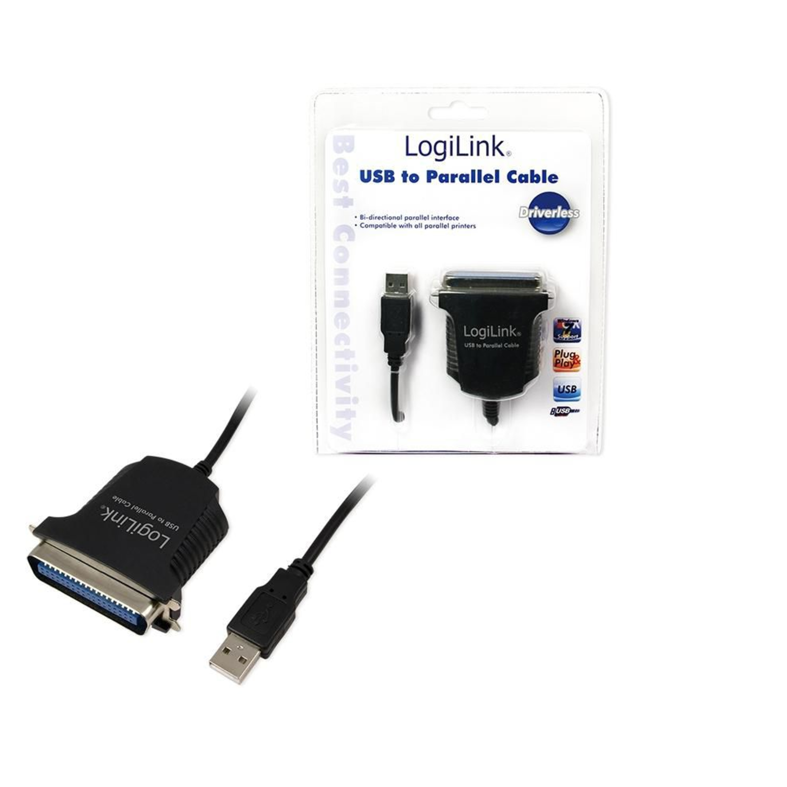 LogiLink USB Cable Parallel 1.80m Black (AU0003C)