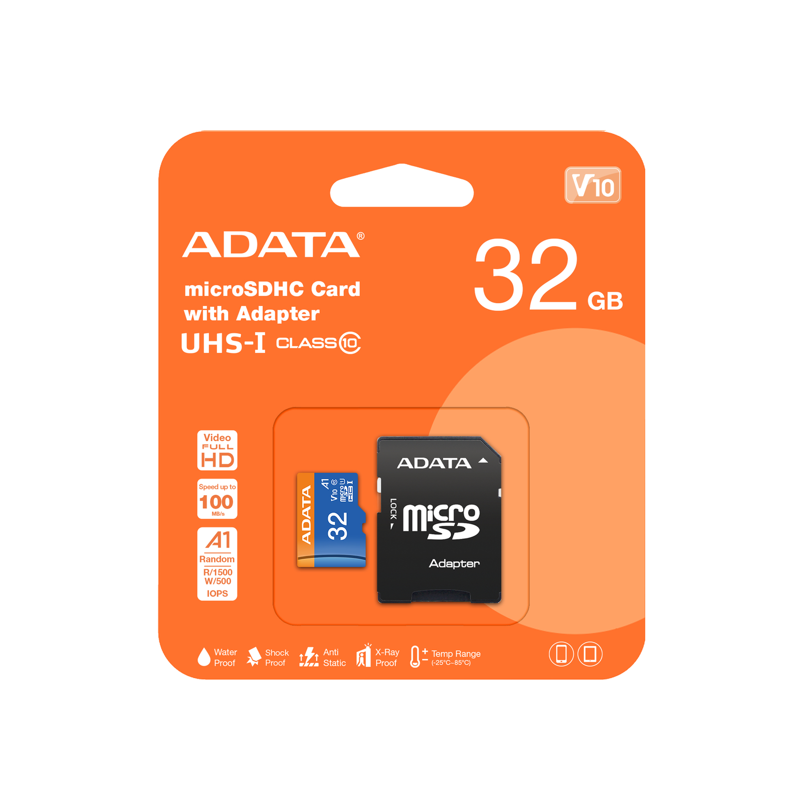 ADATA Card MICROSDHC32GB UHS-I CL10 100/20 MB/s W/1 Adap.