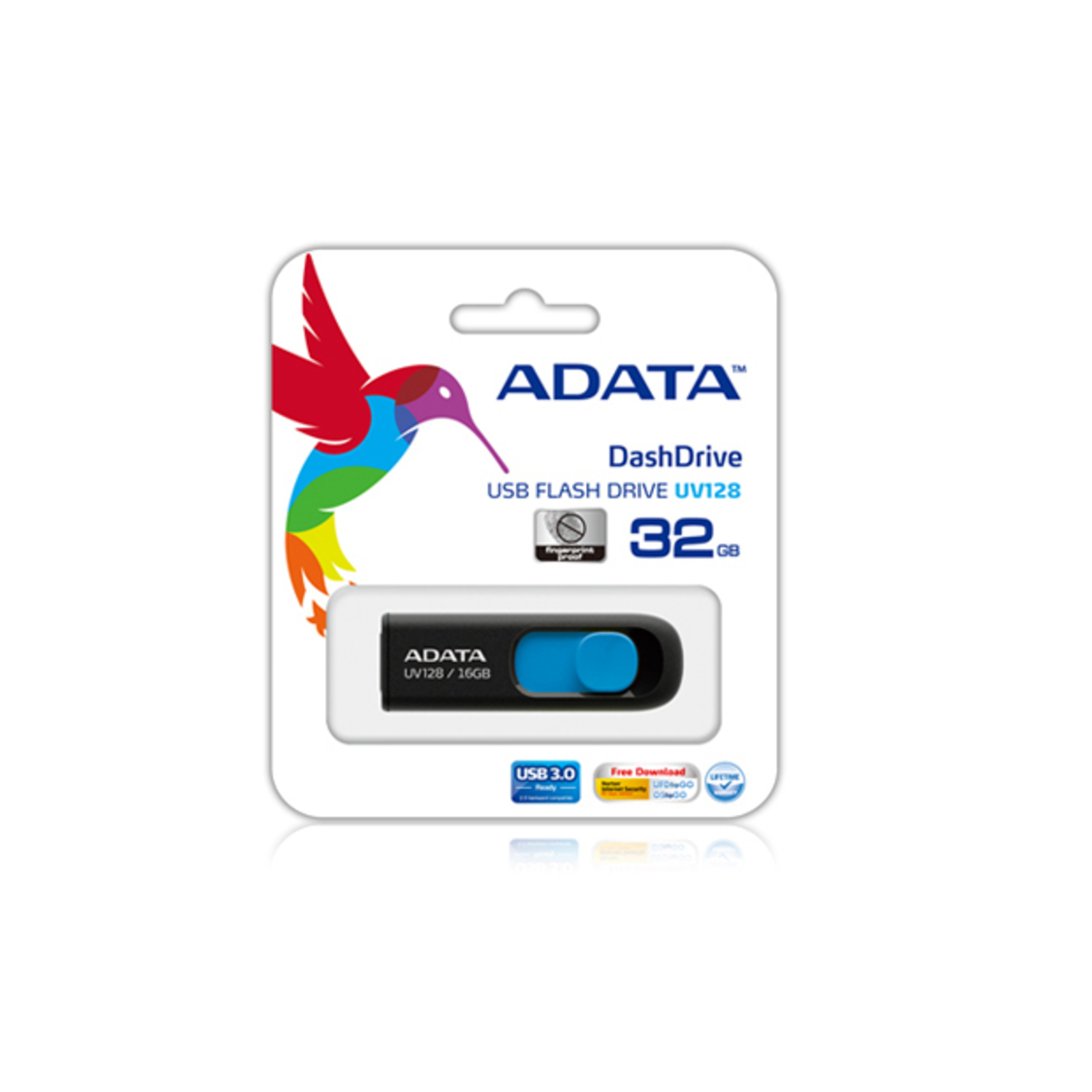 Adata Storage USB DashDrive UV128 128GB USB 3.0 Black+blue (AUV128-128G-RBE)