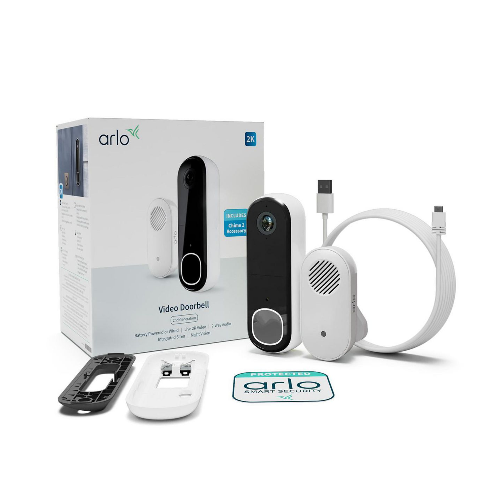 Arlo ESSENTIAL 2 Video Doorbell 2K with Chime V2 BNDL