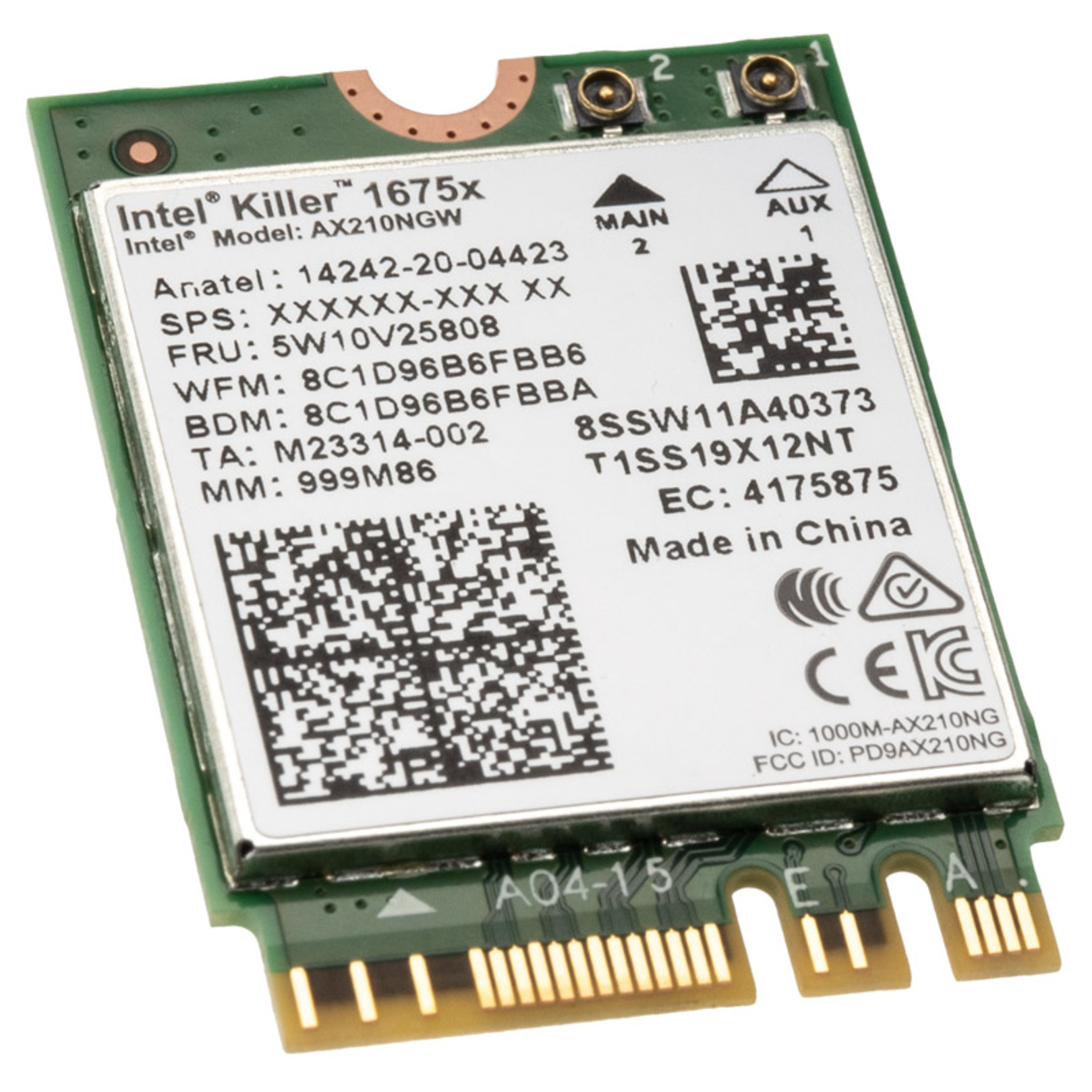 Intel Network Card Wi-Fi 6E AX210 802.11ax 2.4GHz 5GHz 6GHz Bluetooth 5.2
