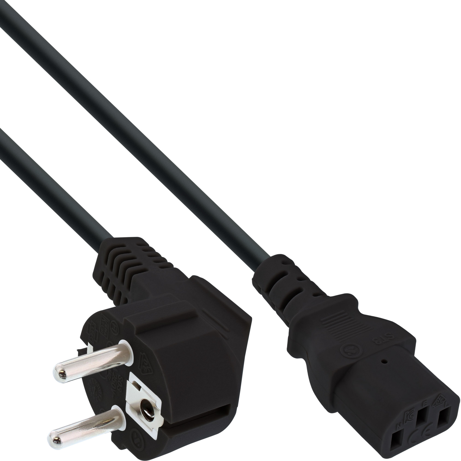 InLine Power Cable CEE 7/7 (S) Angled to IEC 60320 C13 3 M Black (Pack of 25)
