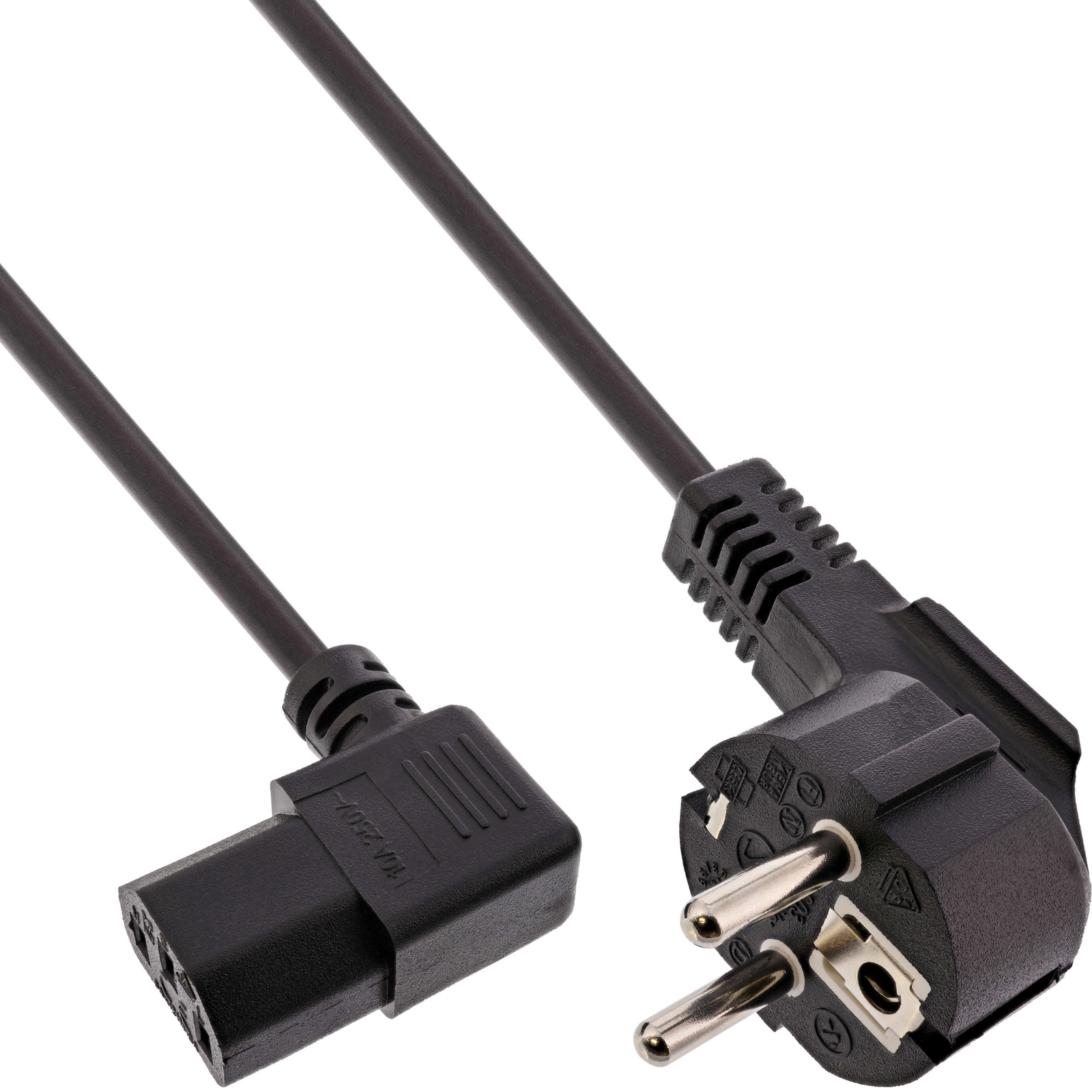 InLine Power Cable CEE 7/7 (M) Angled to IEC 60320 C13 Right Angle 1.8 M Black (Pack of 35)