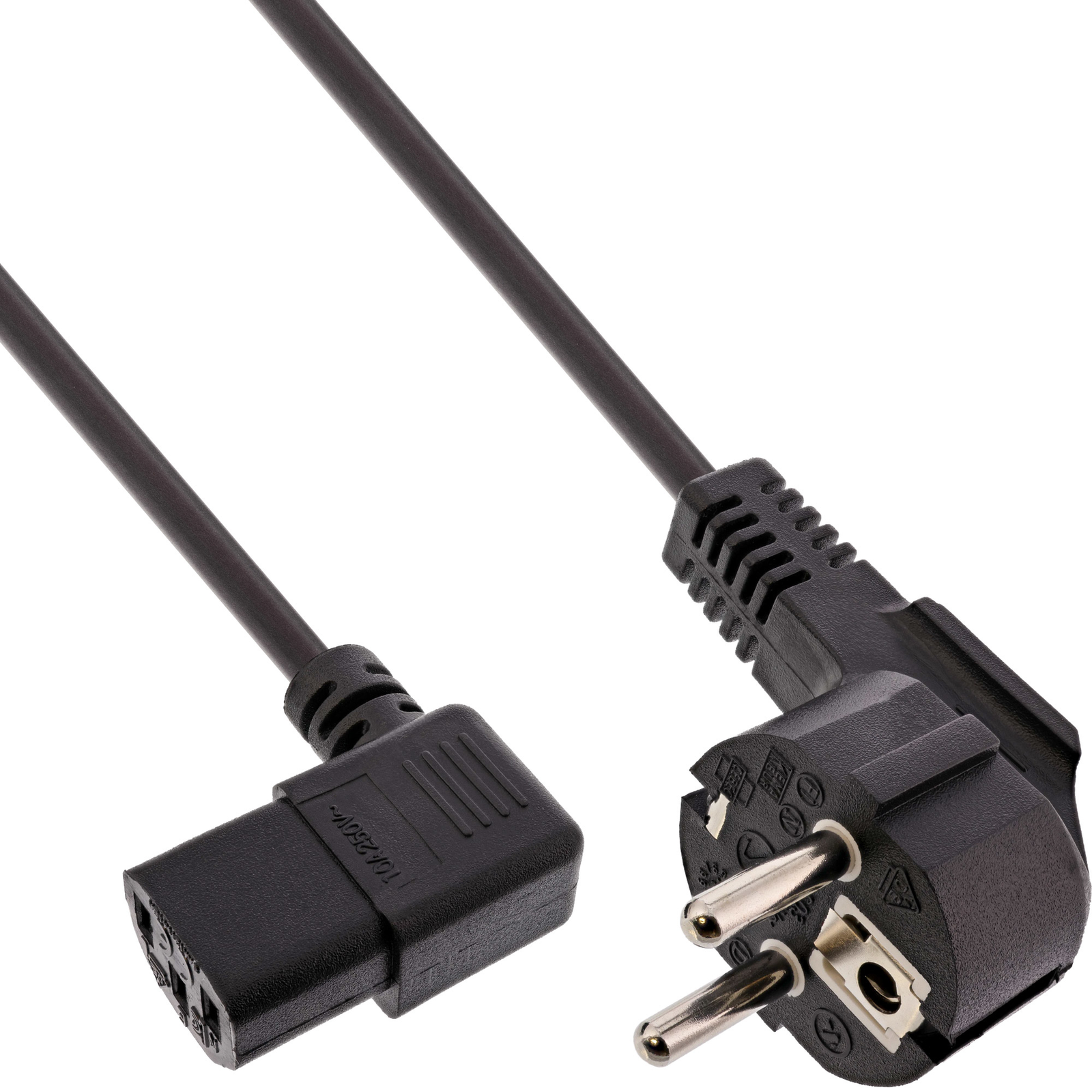 InLine Power Cable CEE 7/7 (M) Angled to IEC 60320 C13 Left Angled 1.8 M Black (pack of 35)