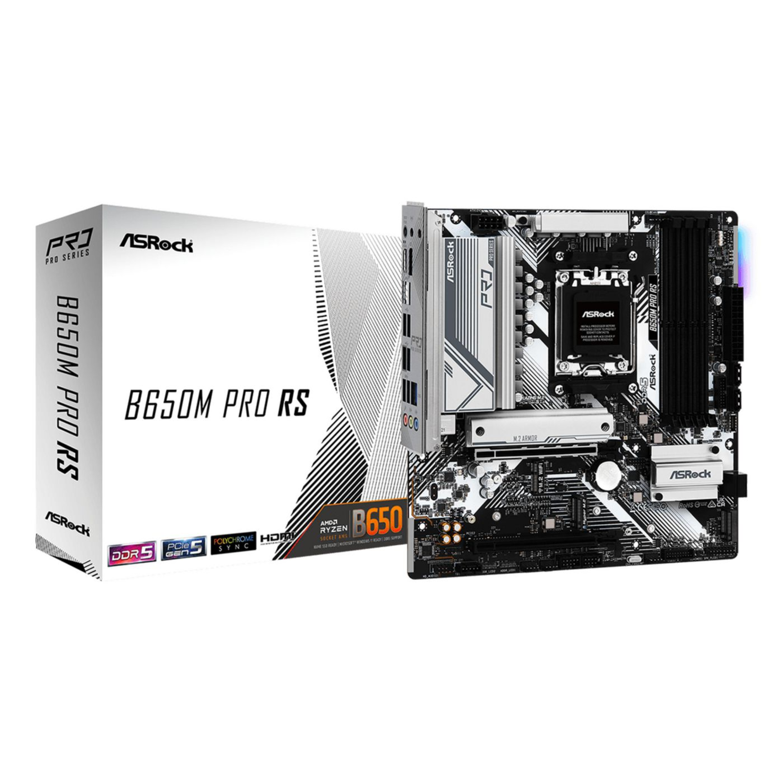 ASRock Motherboard B650M PRO RS AM5 MATX 4x DDR5 25G LAN