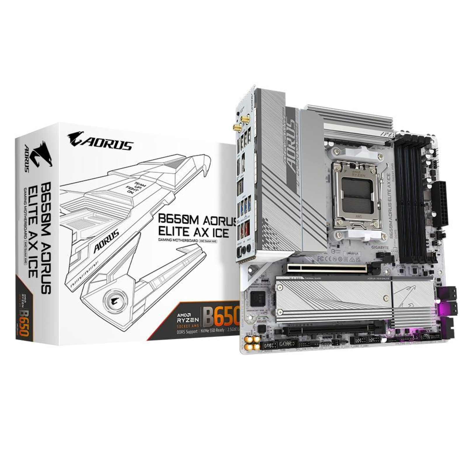 GIGABYTE B650M AORUS ELITE AX ICE -AM5 -mATX