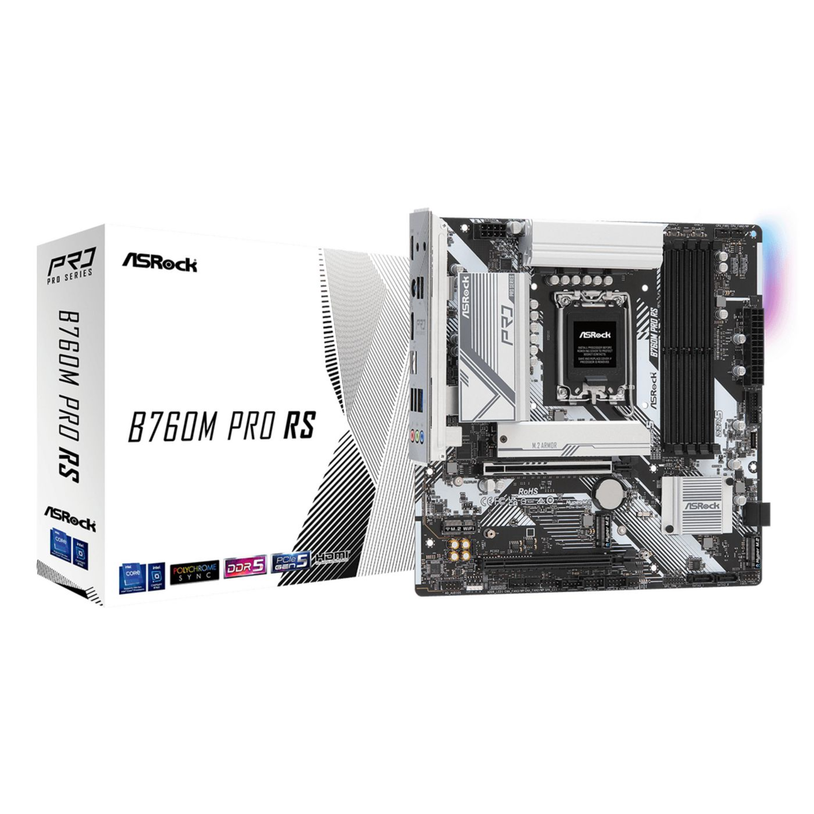 ASRock Motherboard B760M PRO RS LGA1700 MATX 4x DDR5 PCIe 50 X16 25G LAN