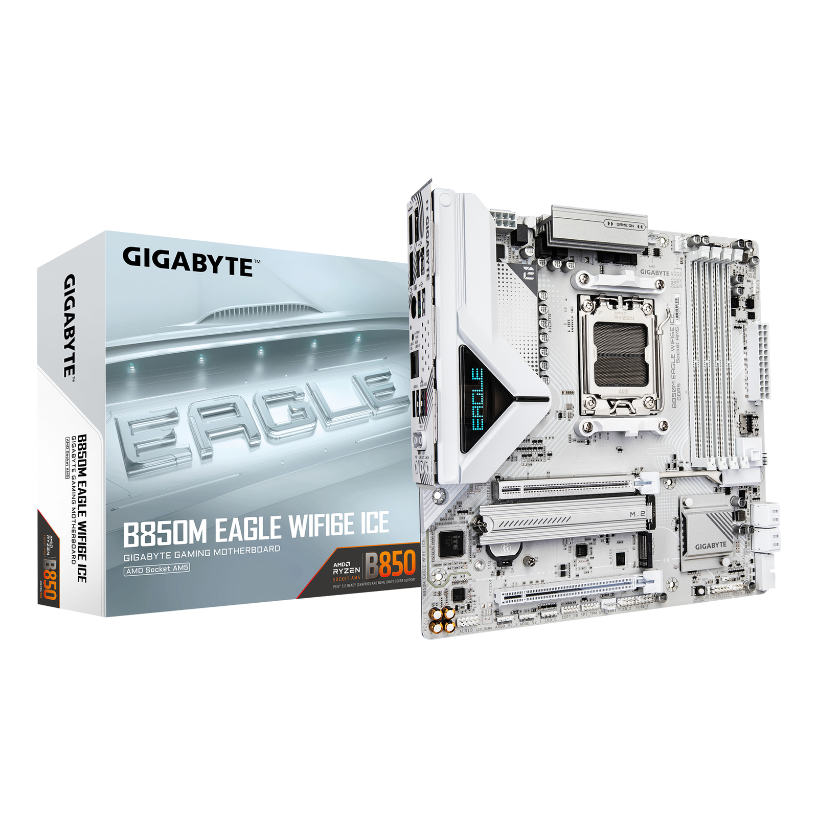 Gigabyte B850M EAGLE WIFI6E ICE Motherboard Micro ATX Socket AM5 AMD B850 Chipset USB-C 3.2 Gen2 USB