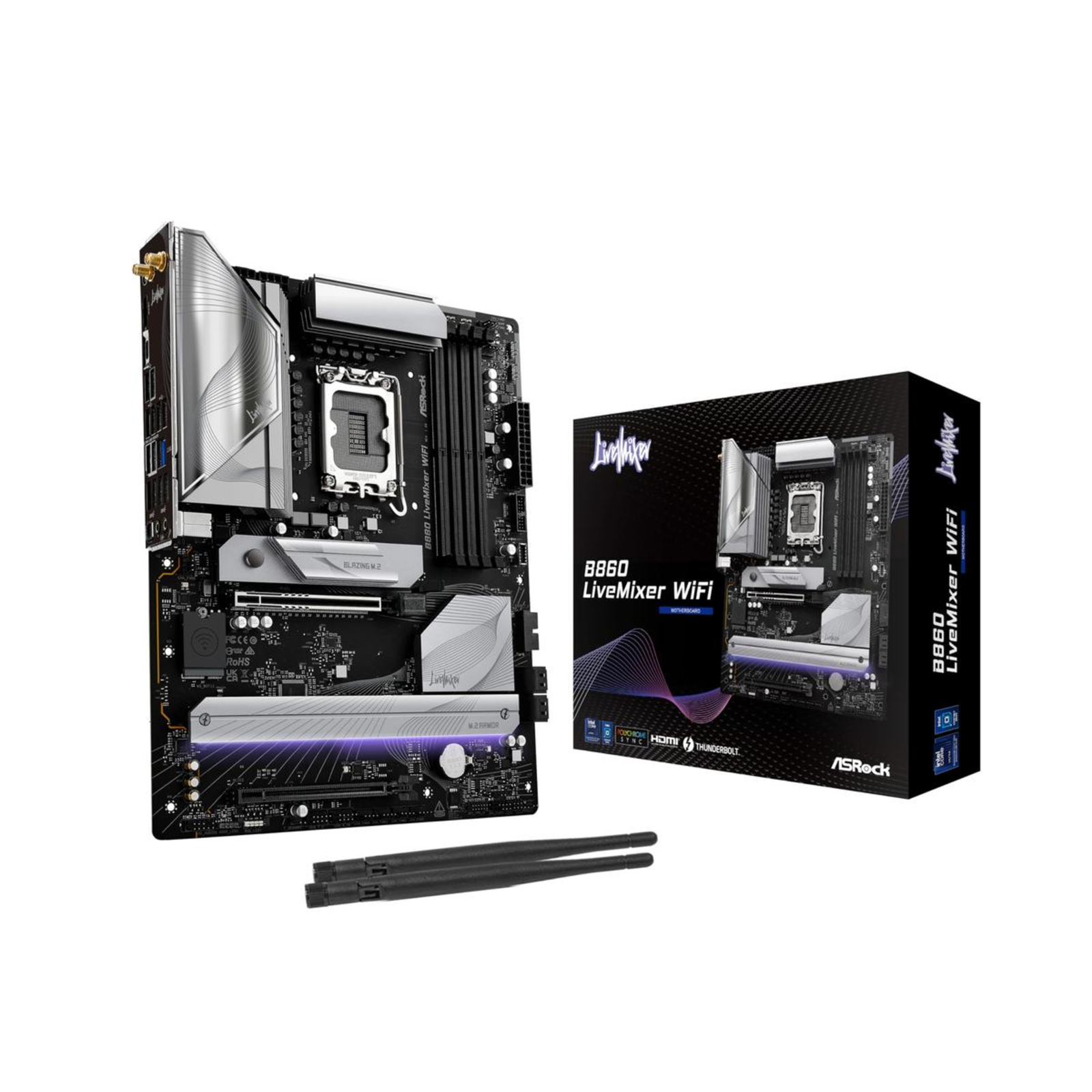 ASRock MB Sc LGA1851 B860 LiveMixer WiFi Intel B860 4xDDR5 1xThunderbolt 1xHDMI WiFi ATX