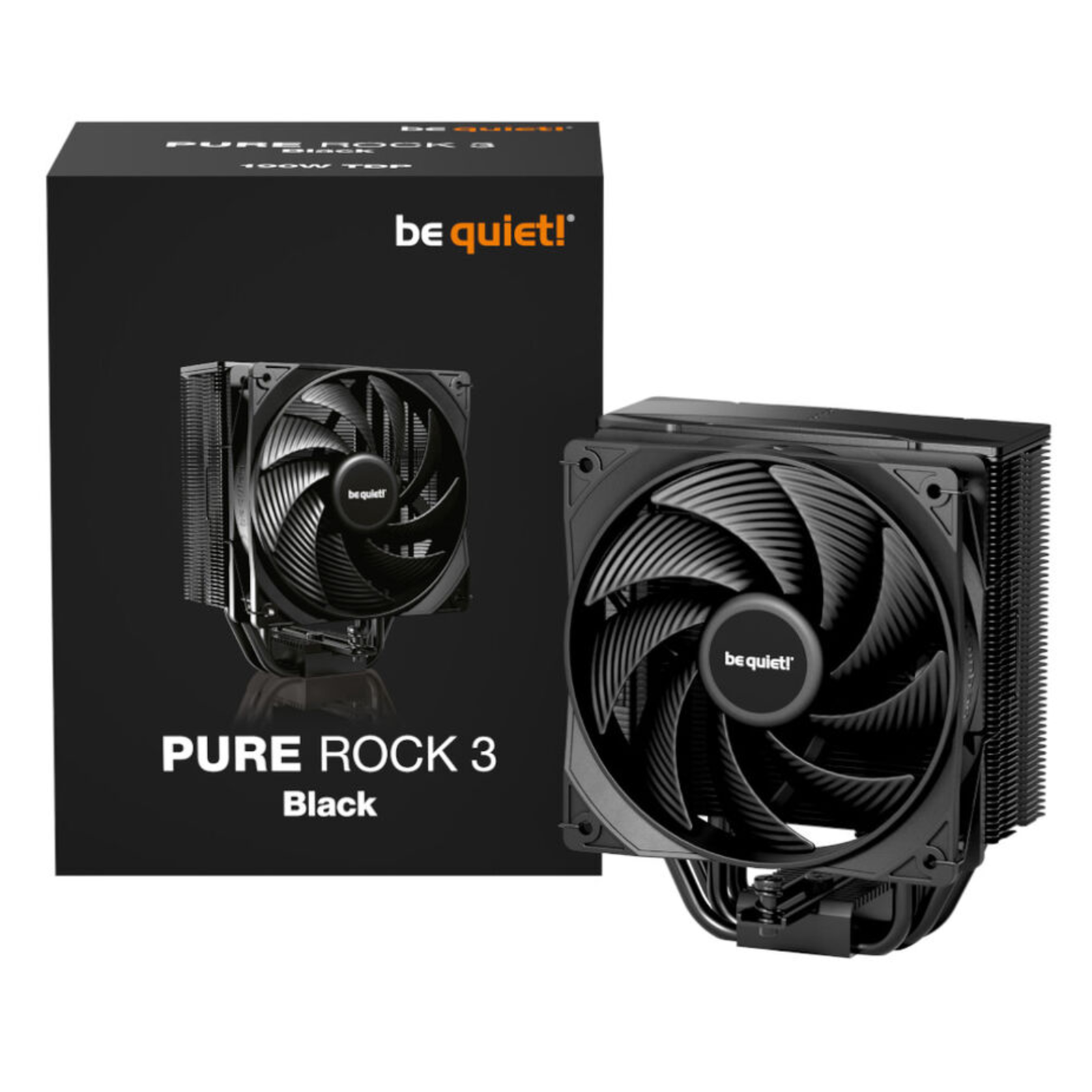 Be Quiet CPU Cooler PURE ROCK 3 Black 120mm PWM Fan 4x Heatpipe Black