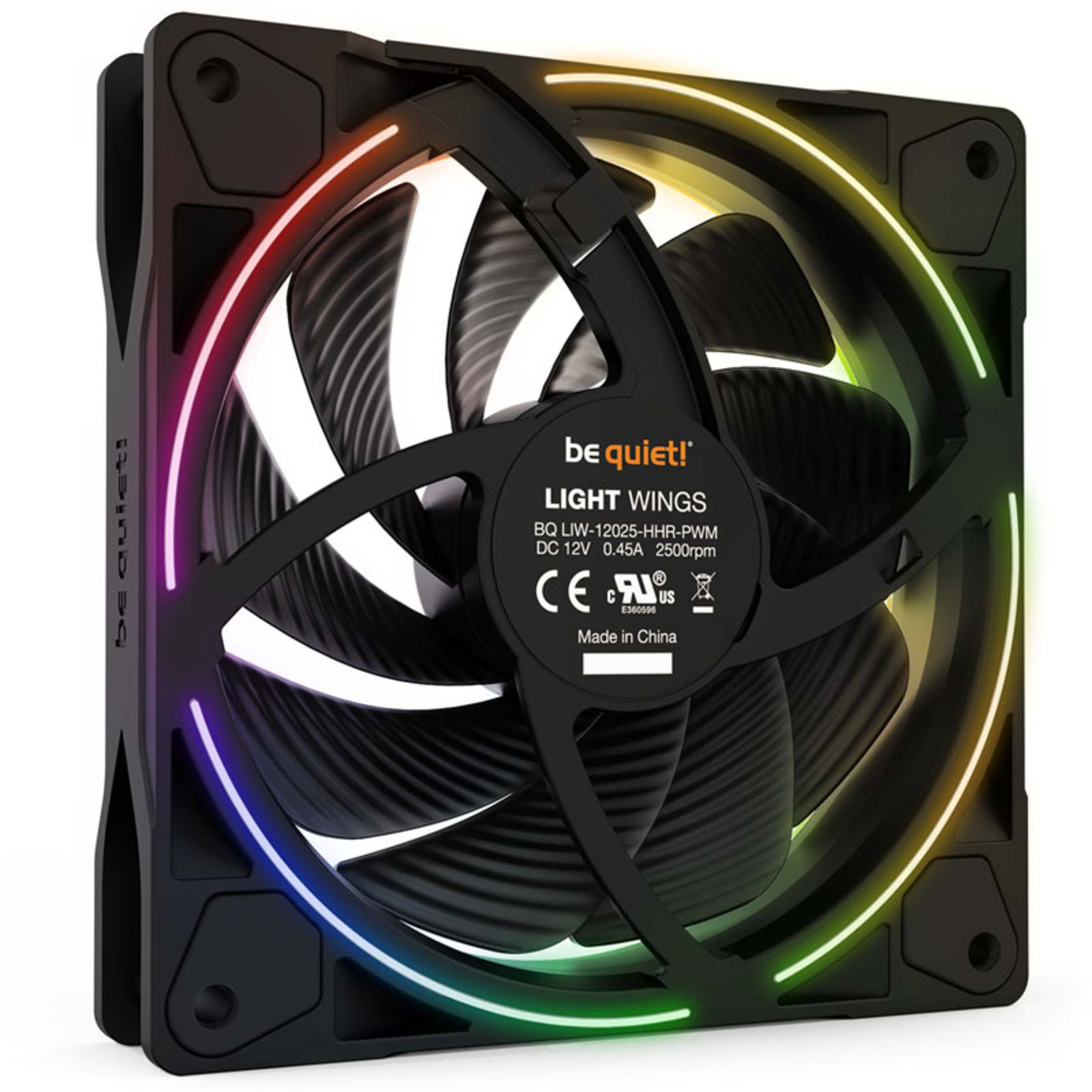 be Quiet Light Wings 120Mm Argb Pwm High Speed Fan Black 3 Pack