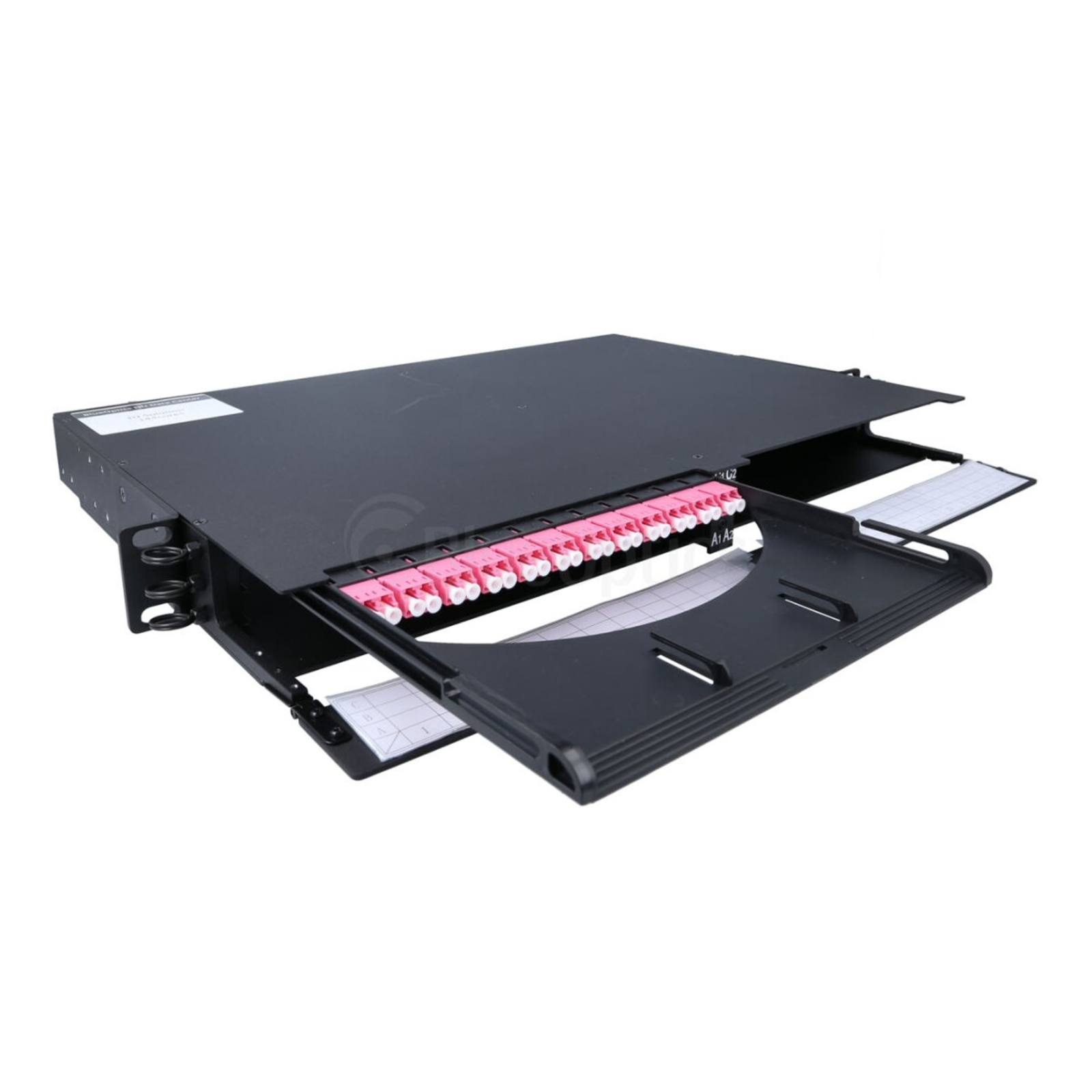 BlueOptics MPO/MTP 19inch Patch Panel Chassis 1U 6 Slots for MPO/MTP HD Cassettes RAL9004 Black