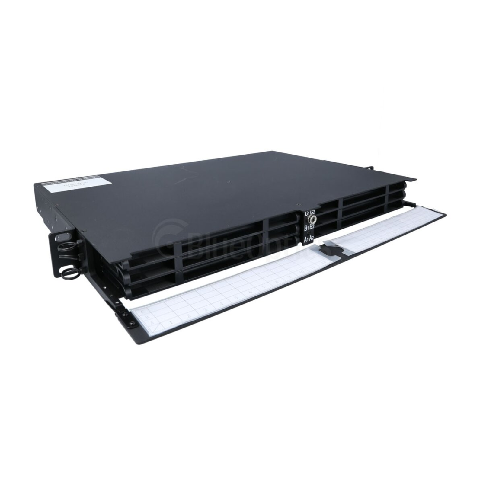 BlueOptics MPO/MTP 19inch Patch Panel Chassis 1U 6 Slots for MPO/MTP HD Cassettes RAL9004 Black
