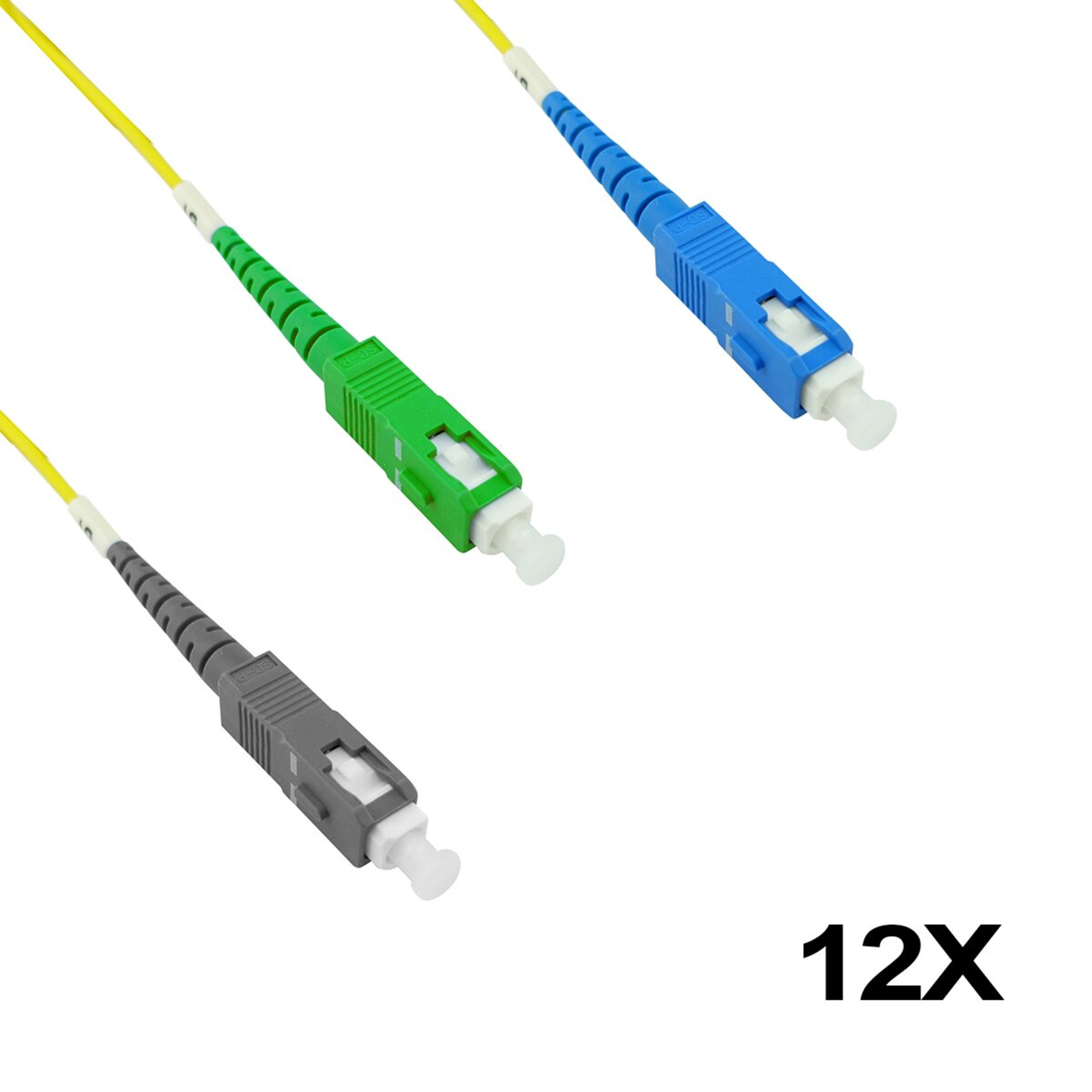 BlueOptics Fiber Optic Pigtail, Multicolor, 12x, 1 Meter, SC Connector