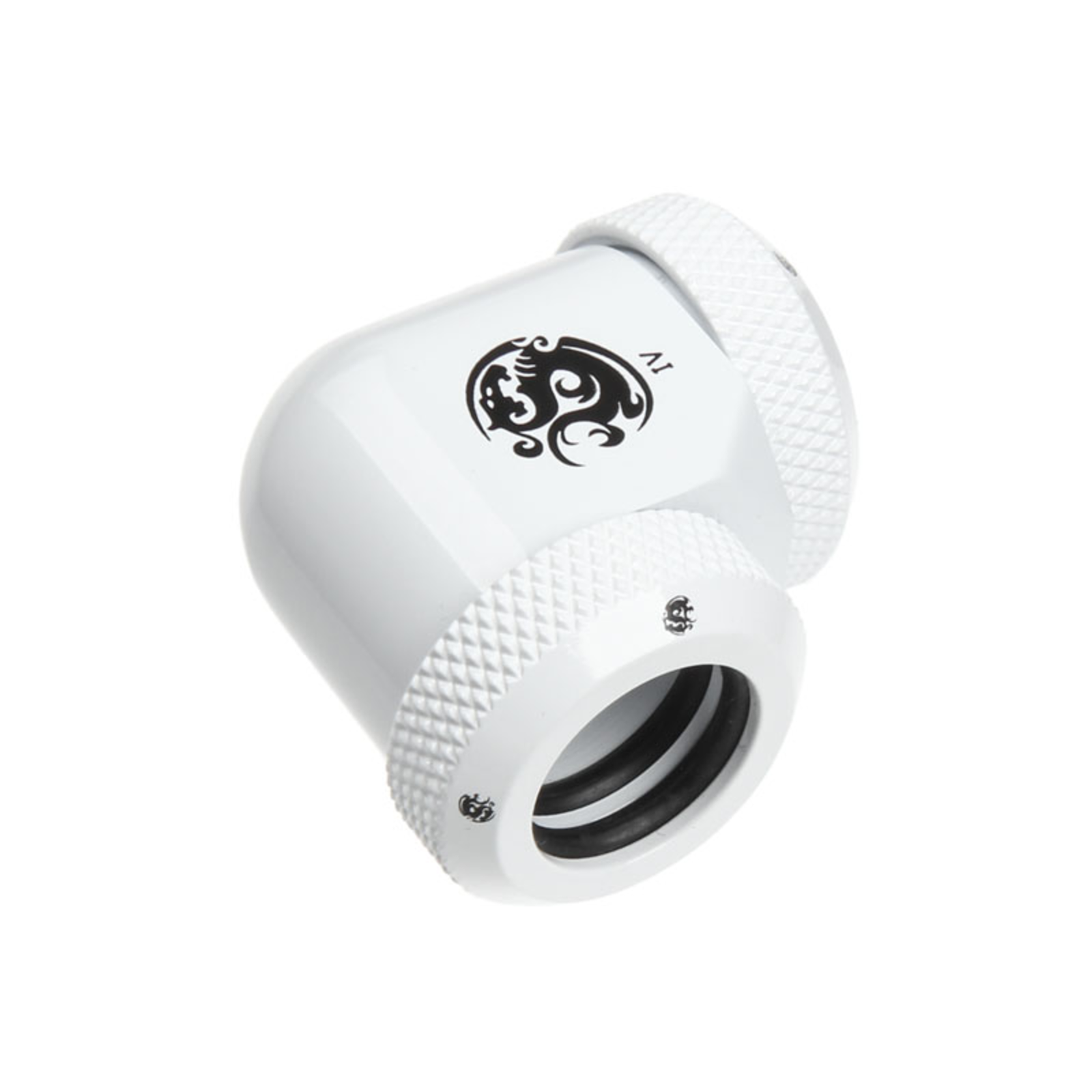Bitspower Multi-link Adapter 90 Degree 12mm OD to 12mm OD Hardtube White