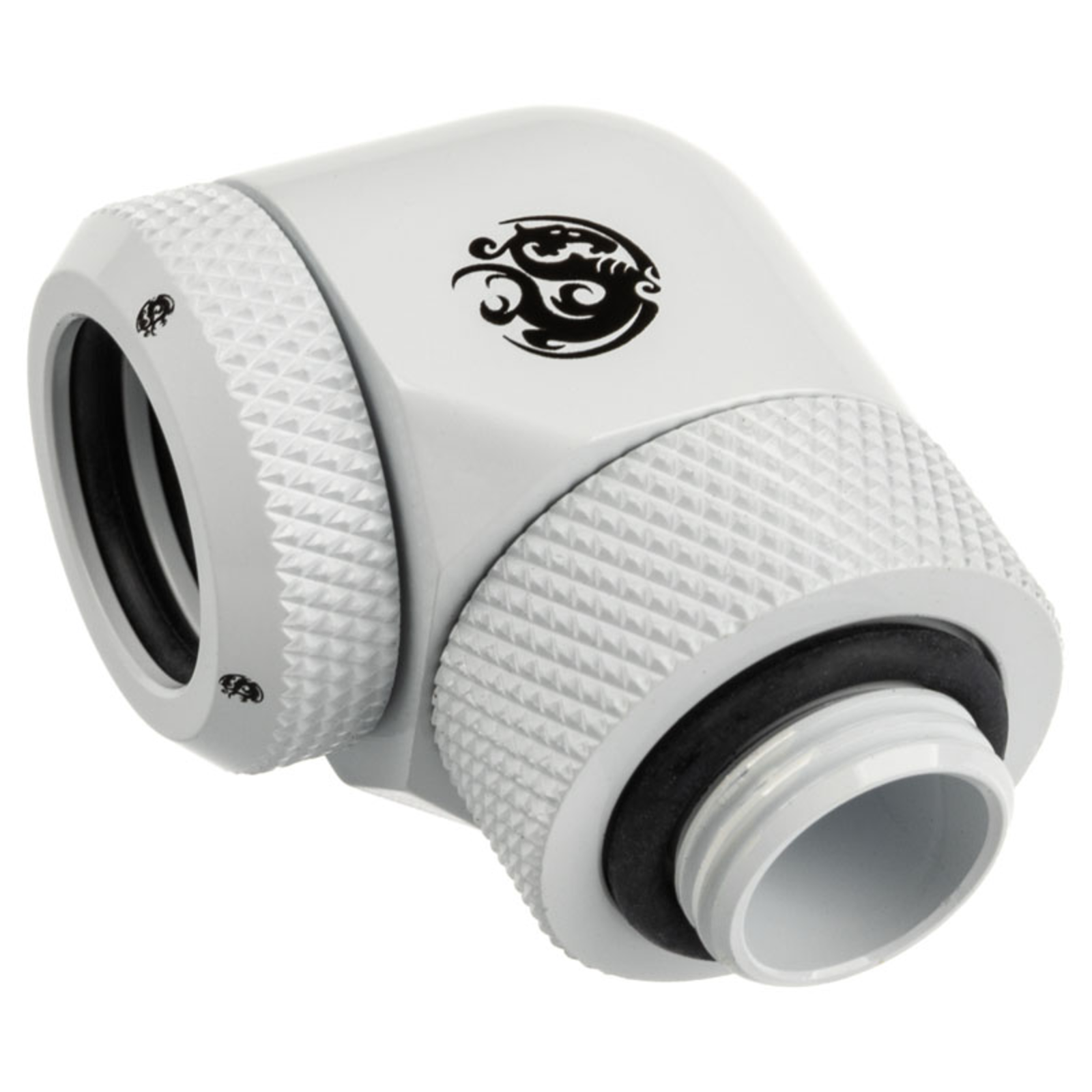 Bitspower Adapter 90 Degrees G1/4 Inch AG to 14mm AD Hardtube redatable White