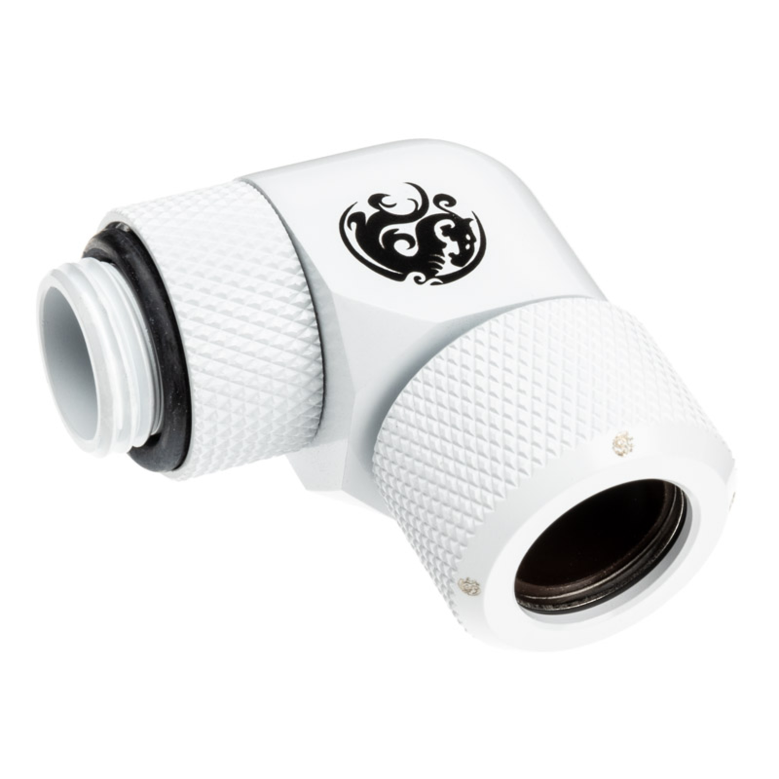 Bitspower Advanced Multi-link Adapter 90 Degree G1/4inch AG to 12mm AD Hardtube redatable White