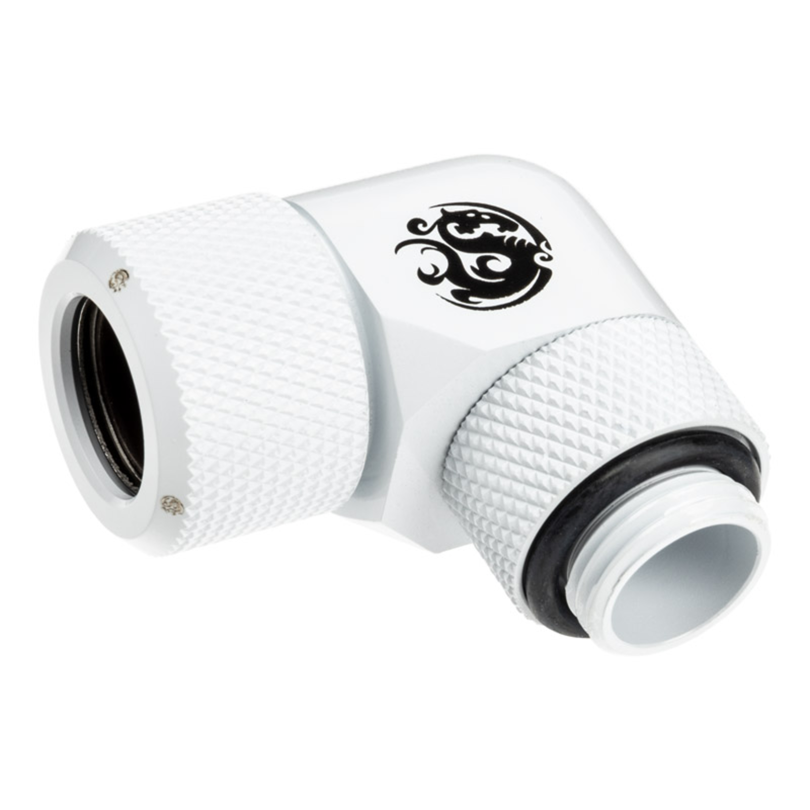 Bitspower Advanced Multi-link Adapter 90 Degree G1/4inch AG to 12mm AD Hardtube redatable White