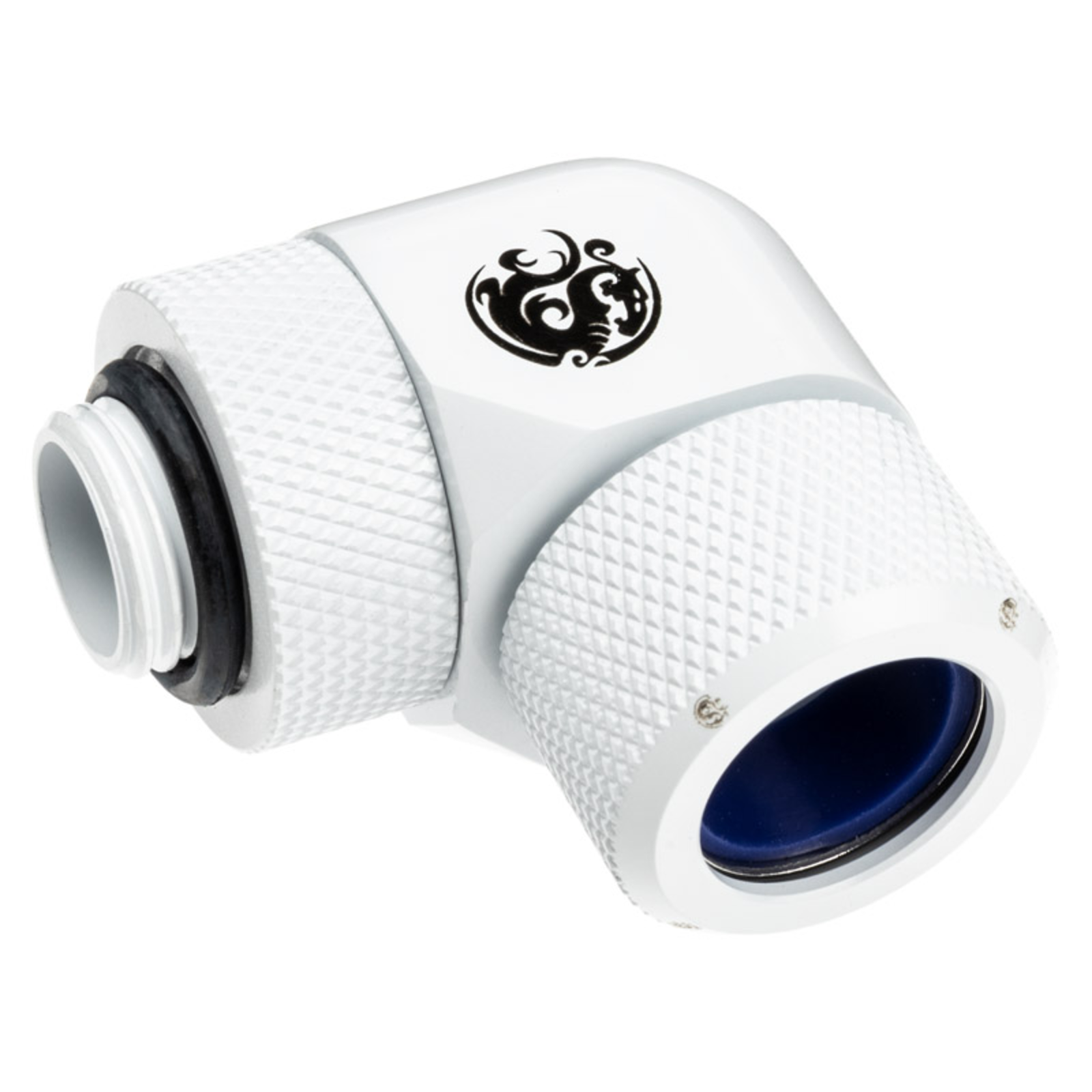 Bitspower Advanced Multi-link Adapter 90 Degree G1/4inch AG to 14mm AD Hardtube redatable White