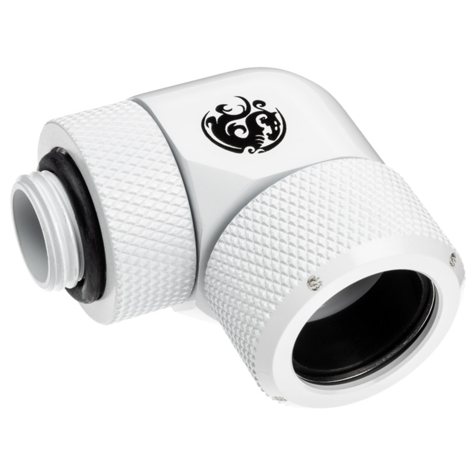 Bitspower Advanced Multi-link Adapter 90 Degree G1/4inch AG to 16mm AD Hardtube redatable White